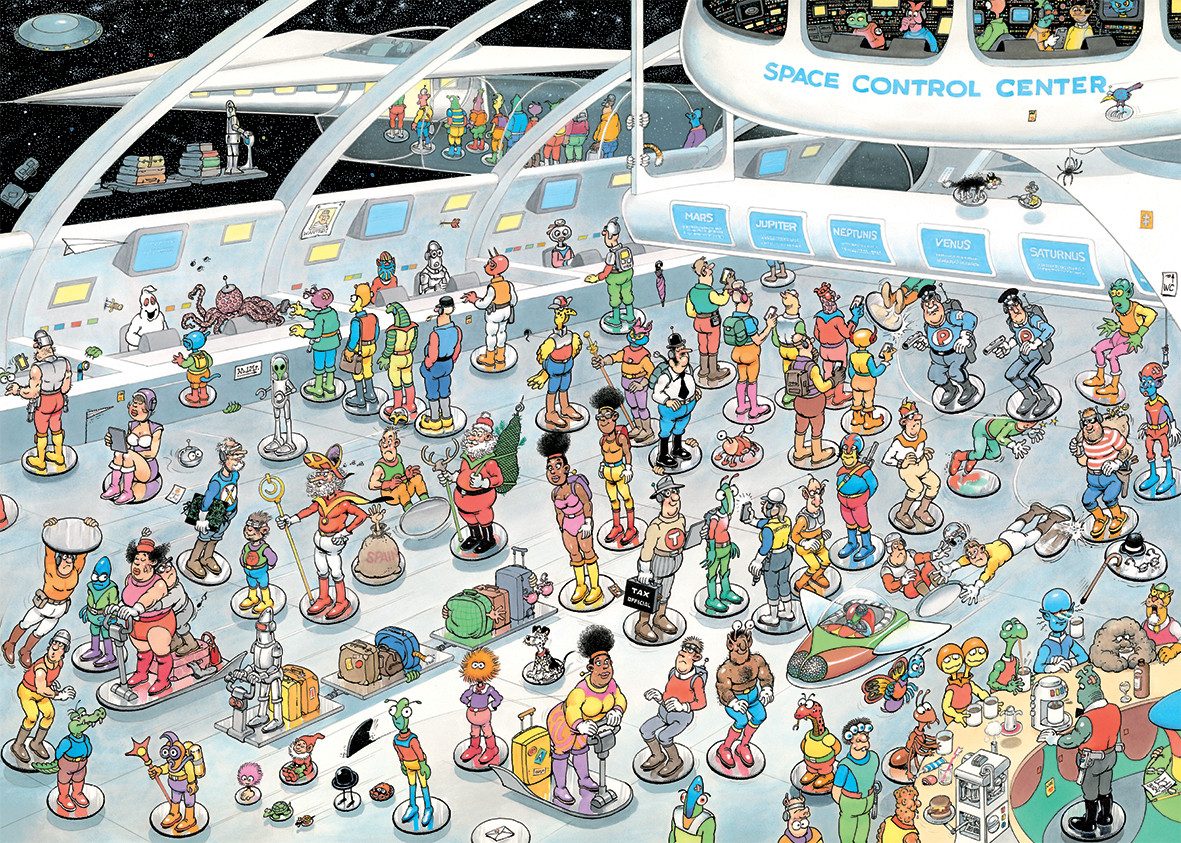 Jan van Haasteren Puzzle Jan van Haasteren - Wir brauchen Raum(fahrt) & Ganz großes Kino, 1000 Puzzleteile