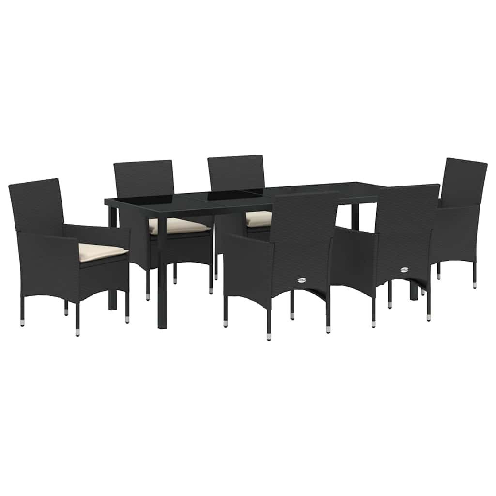 vidaXL Gartenlounge-Set Garten Essgruppe 7 stk. Schwarz Poly-Rattan, (7-tlg)