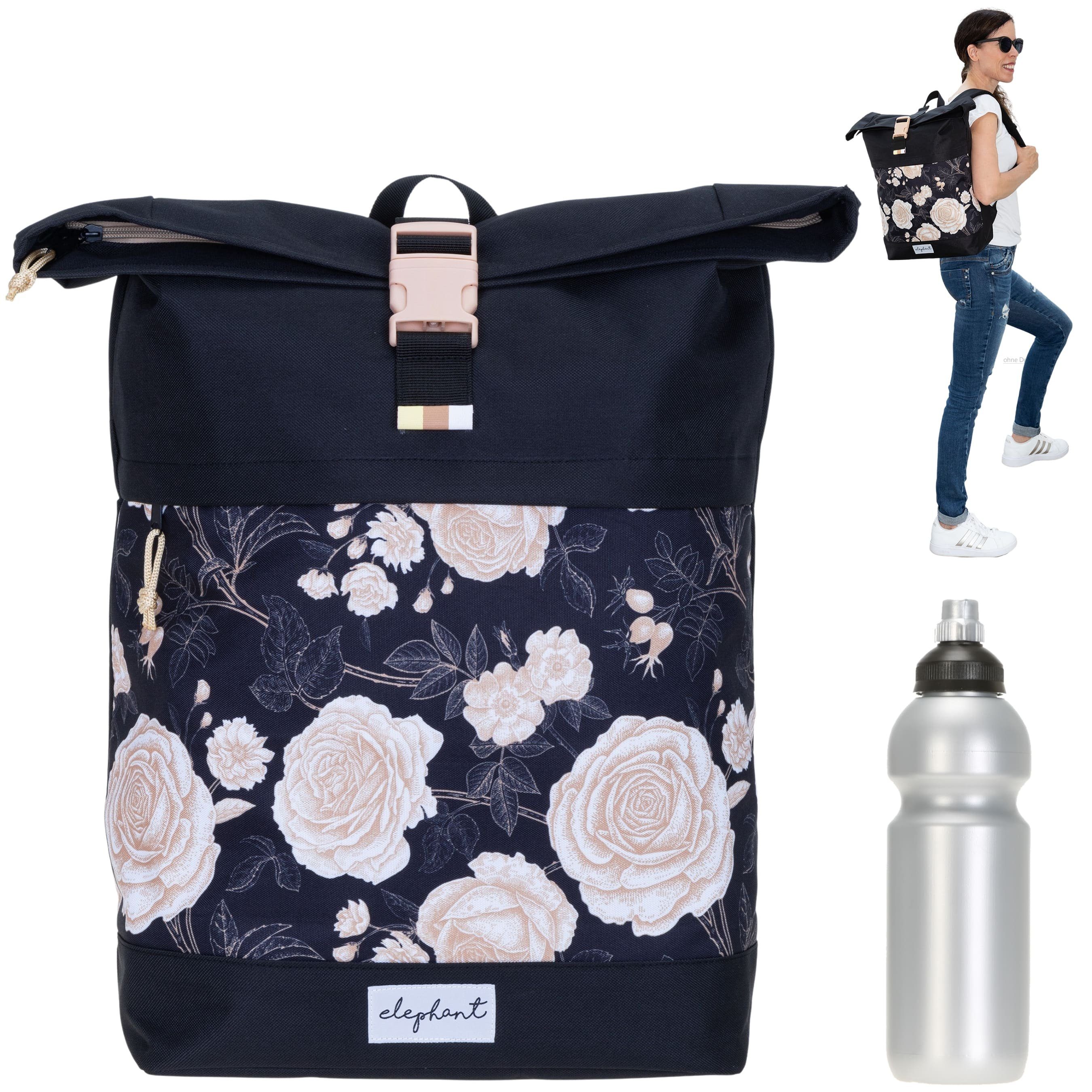 ELEPHANT Rucksack Damen Freizeitrucksack A4 groß 13038, Laptop Tasche Travel Geheimfach Daypack large + Trinkflasche