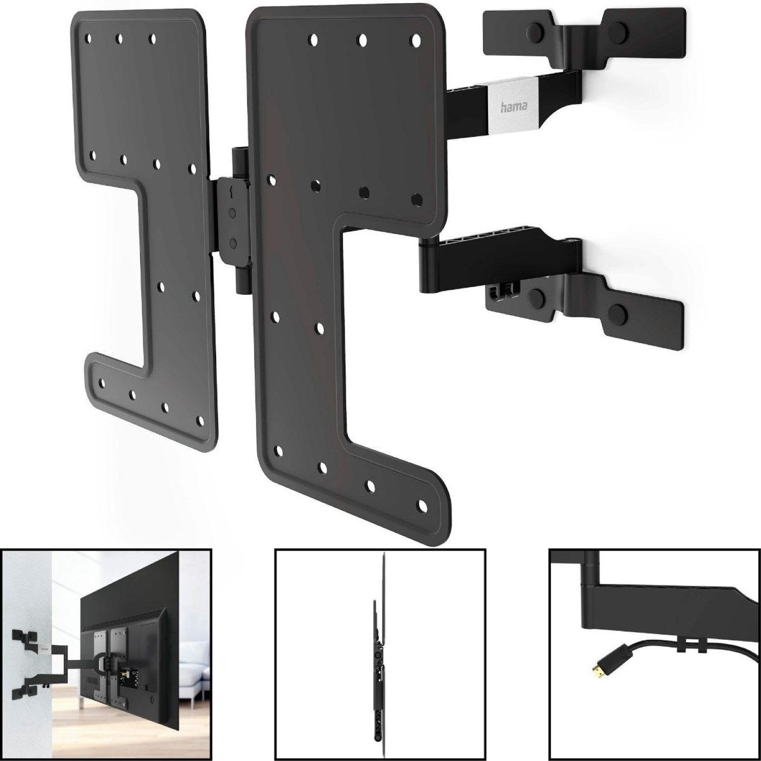 Hama TV-Wandhalterung OLED TV Wandhalterung FULLMOTION Schwenkbar, (Wand-Halter Alle VESA-Formate bis 400x400 32"-65" Zoll Halterung Slim)