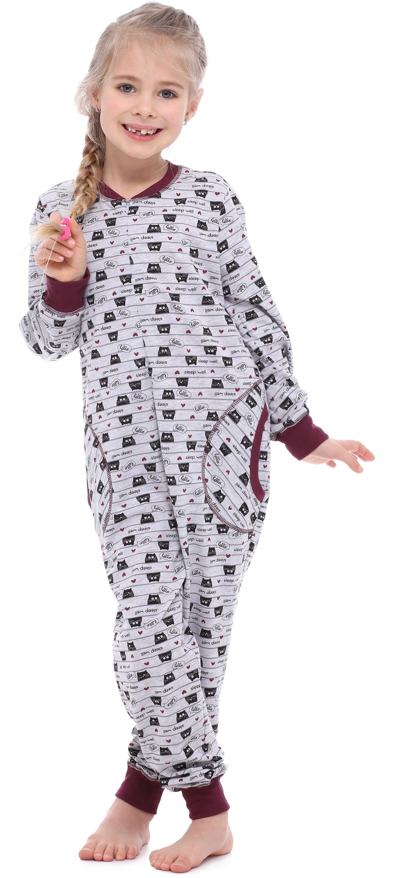 Style Katzen Melange MS10-186 Wein Schlafanzug Schlafanzug Jumpsuit Merry Mädchen