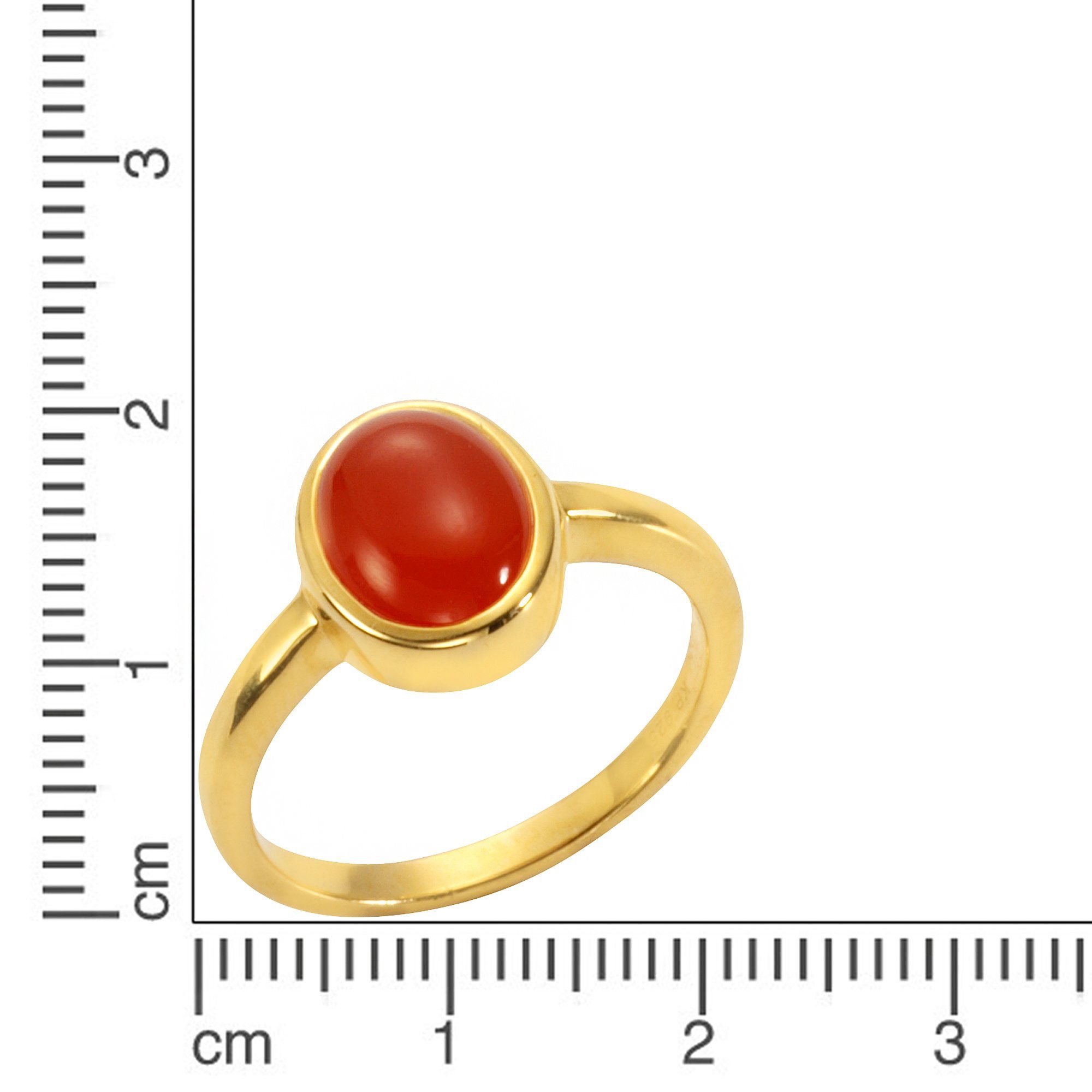 Jamelli Fingerring Silber 925 vergoldet mit echtem Carneol 9x7mm