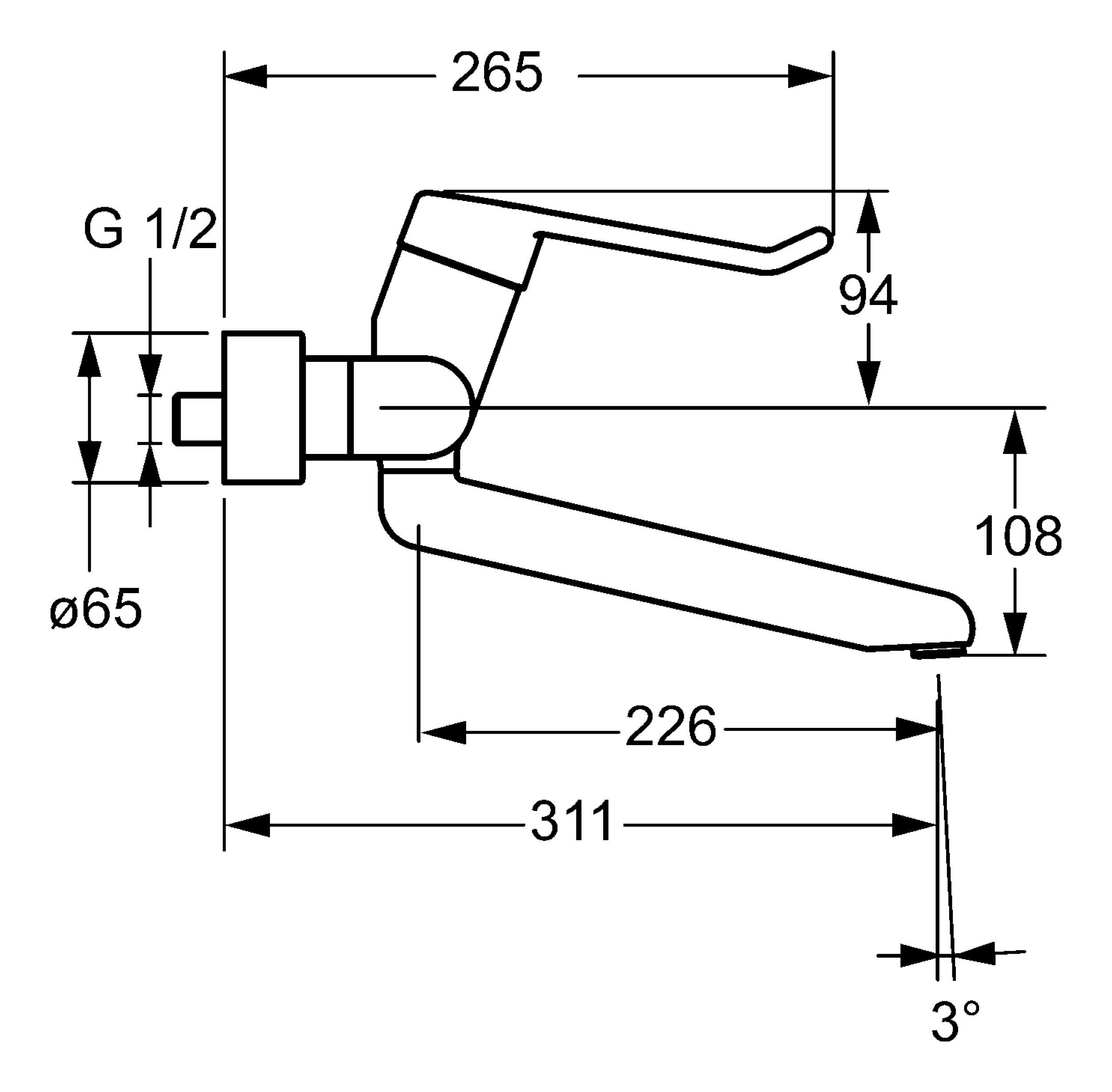 Waschtischarmatur Wasch-/Spültisch-Einhand-Wandbatterie, Strahlregler DN 16 Hansamedipro HANSA Care®