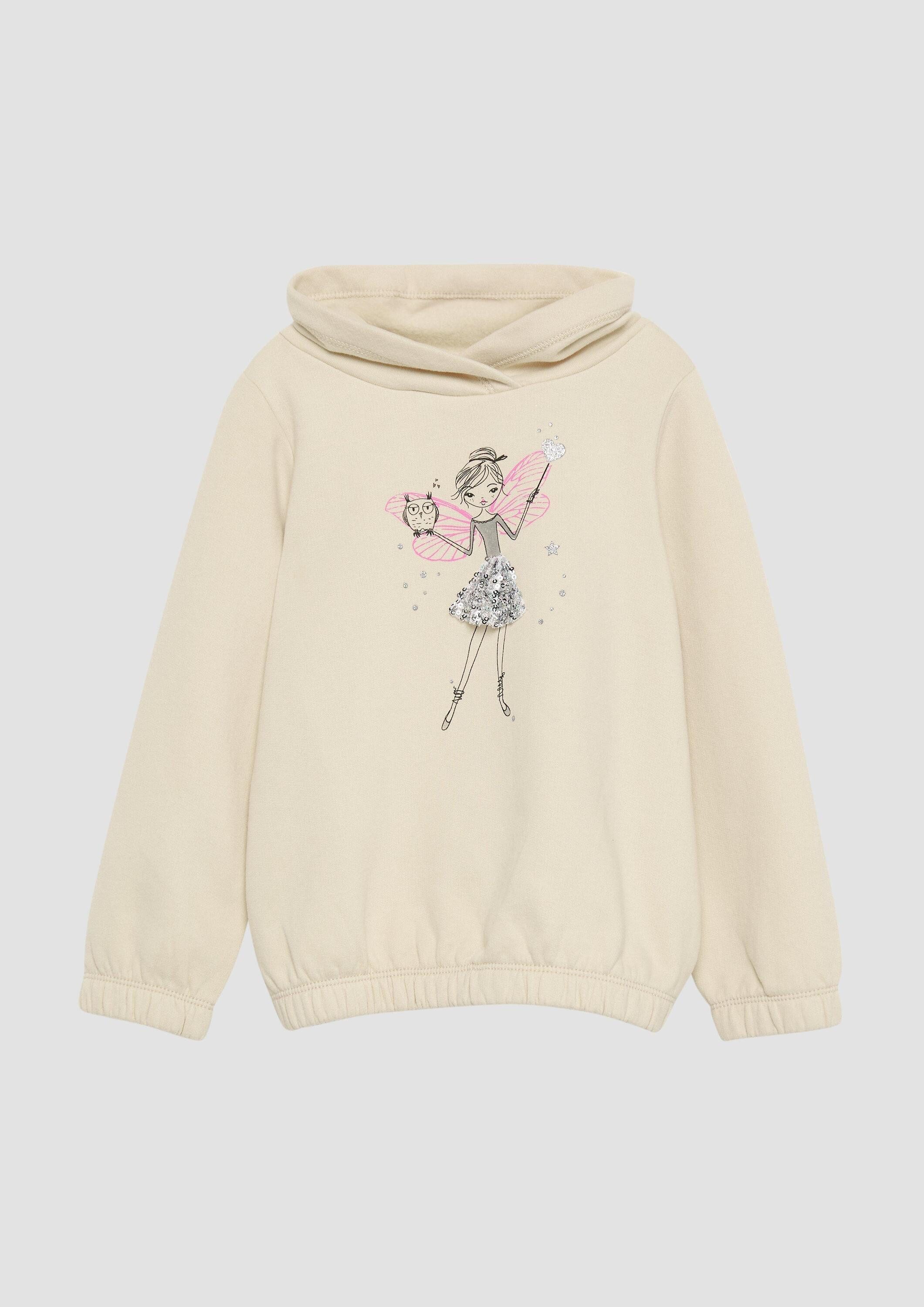 s.Oliver Sweatshirt Sweatshirt Wärmendes Sweatshirt mit Schalkragen und Glitzer-Artwork