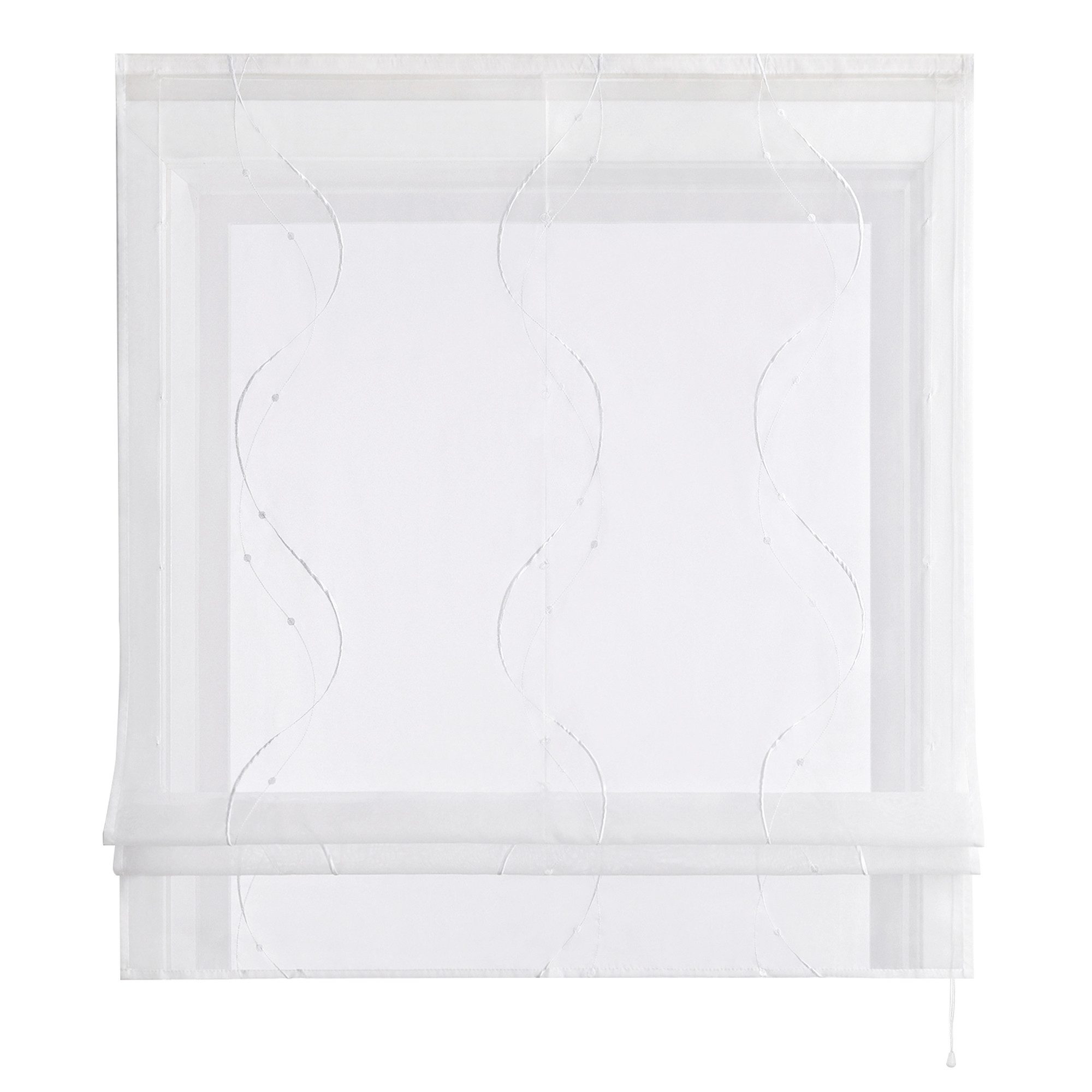 Joyswahl Raffrollo, mit Klettband, Küche Bändchenrollo Voile Weiß, Bestickt günstig online kaufen