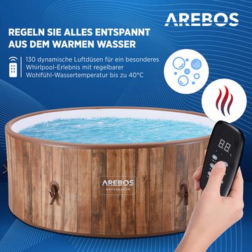 Arebos Whirlpool aufblasbarer, extra dünn, In- & Outdoor, 7 Personen, 180 cm