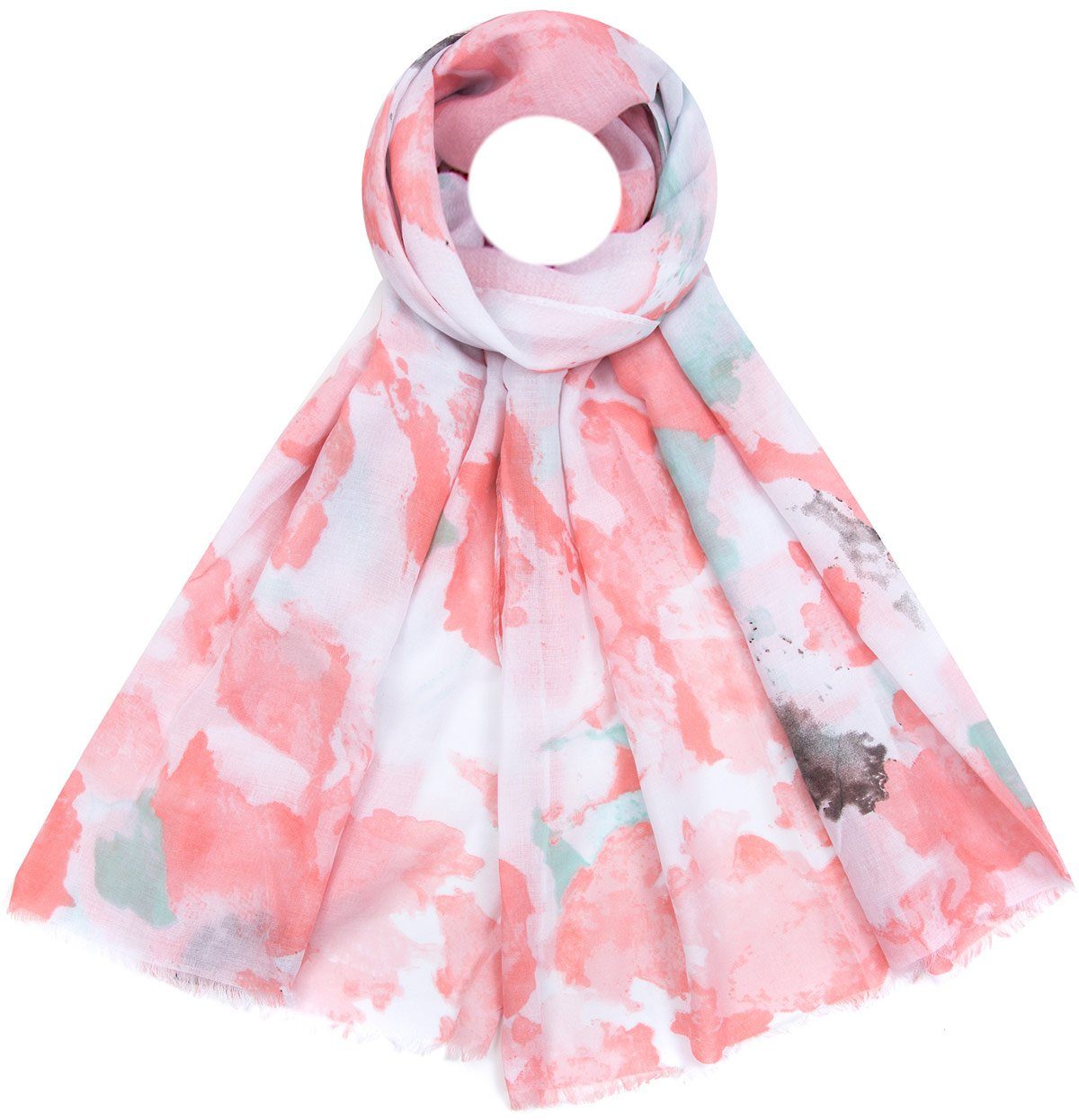 Faera Modeschal, Damen Schal Wasserfarben weich Farbverlauf und leicht rose