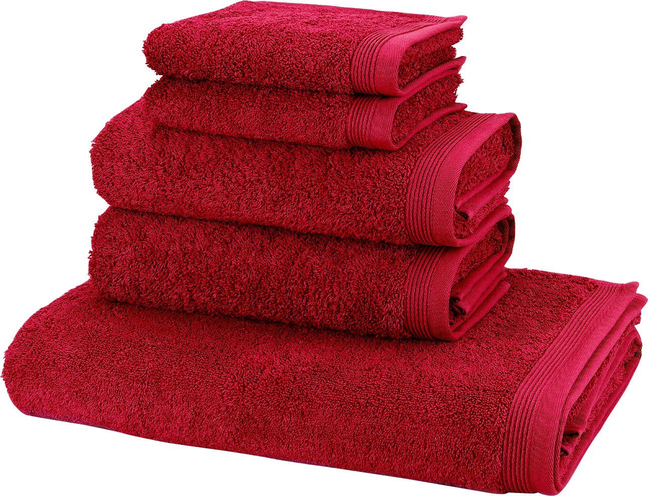 Möve Handtuch Set Basic, Walkfrottier (Set, 5-St), 5tlg.-Set: 2xGäste- 2xHand- und 1xBadetuch in Walkfrottier Qualität