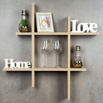 Levandeo® Wandregal, levandeo Hashtag Regal 75x75cm Wandregal Holz Sonoma Eiche