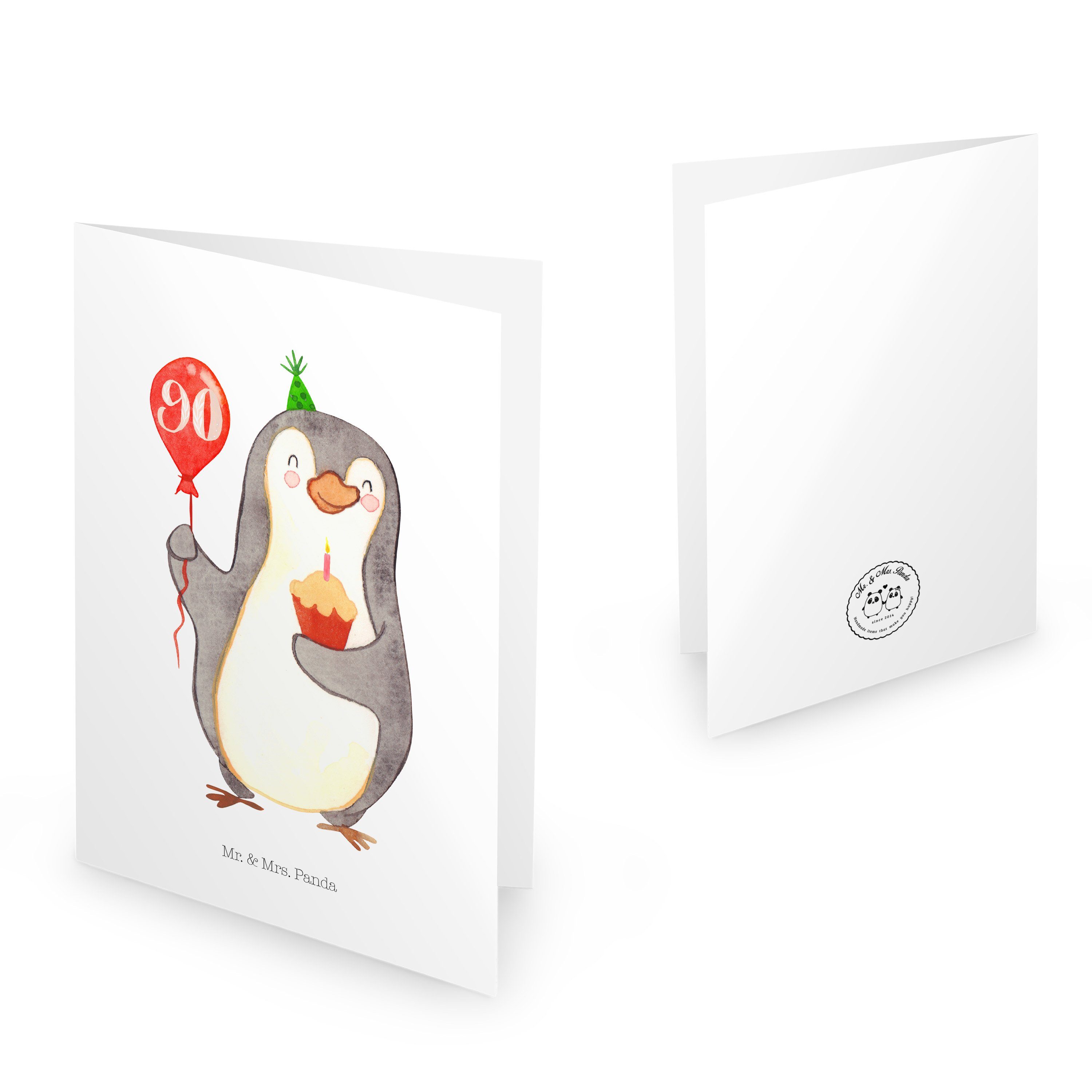 Geburtstag Geburtstage, & 90. Mrs. Geburtstagskarten Geschenk, Fei Panda Mr. Pinguin - Weiß - Luftballon