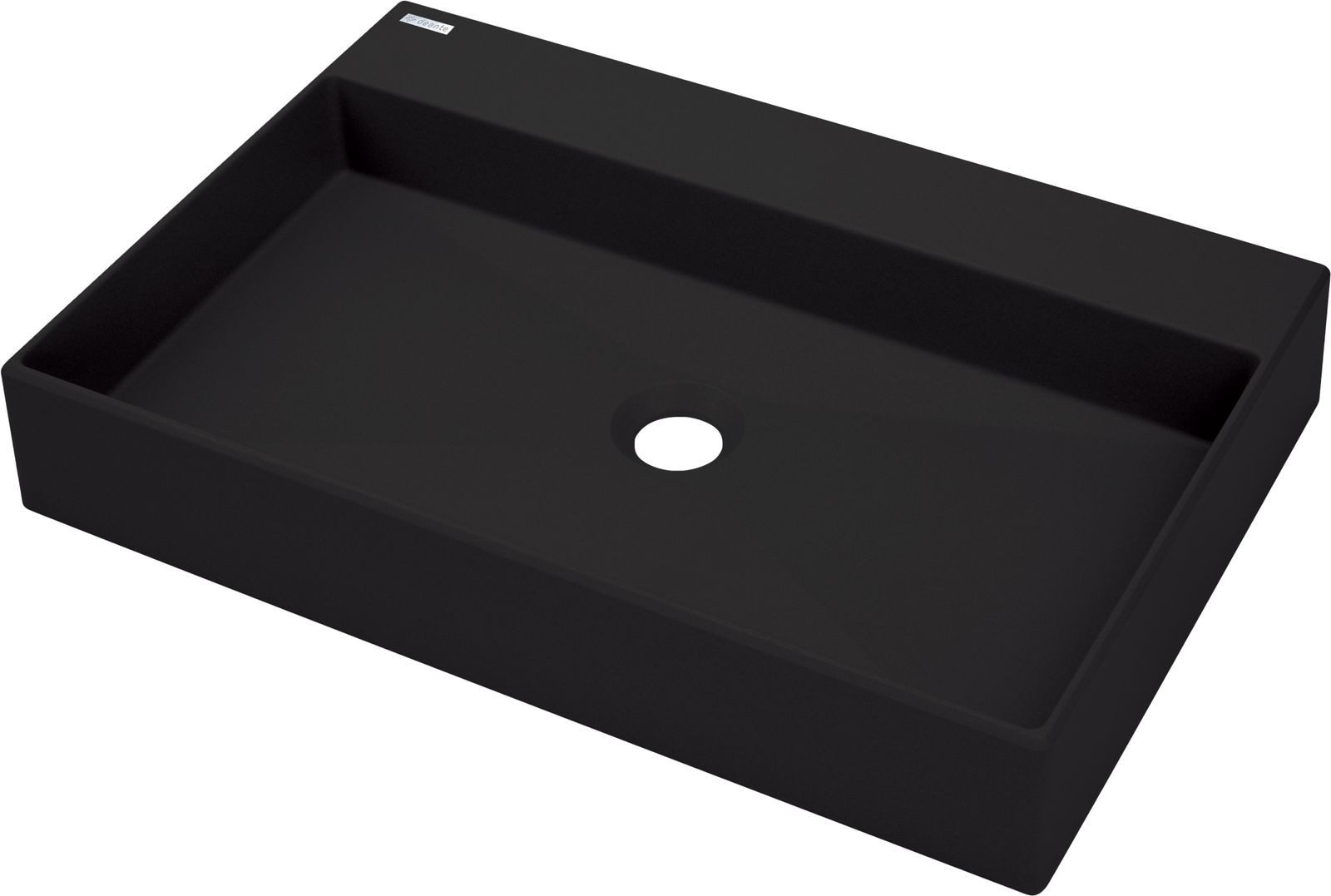Deante Waschbecken Schwarzes Aufsatzwaschbecken in Granitoptik mit Armaturenbank "Correo" (Komplett-Set)