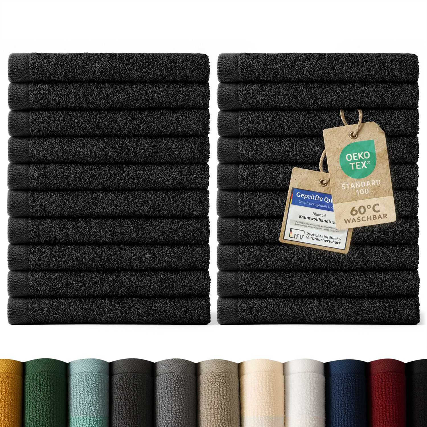 Blumtal Gästehandtücher Premium 30x30cm oder 30x50cm weich und saugstark, Frottee (24-St), 10er (30x50cm), 12er und 24er Set (30x30cm), 100% Baumwolle