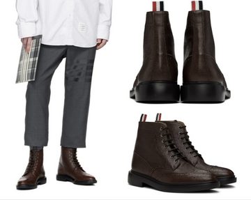 THOM BROWNE THOM BROWNE WINGTIP PEBBLED COMMANDO BROGUE BOOTS Ankle Schuhe Shoes S Sneaker