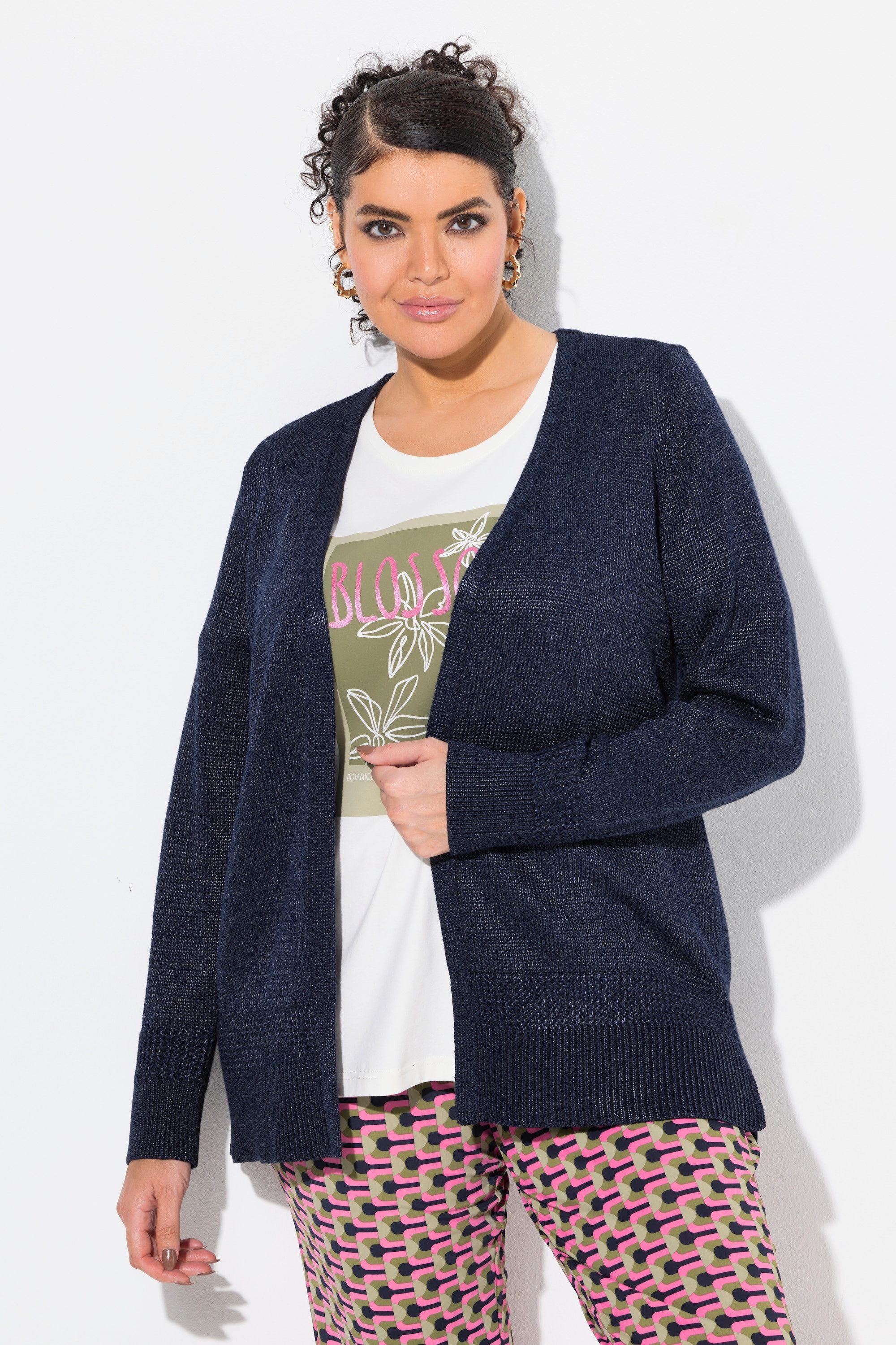 Ulla Popken Strickjacke Strickjacke V-Ausschnitt offene günstig online kaufen