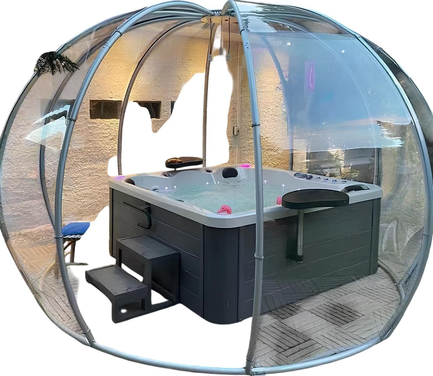 JVmoebel Whirlpool-Badewanne Whirlpool Whirlwanne 200x200 cm Weiß Acryl Garten Bad Outdoor, Made in Europe