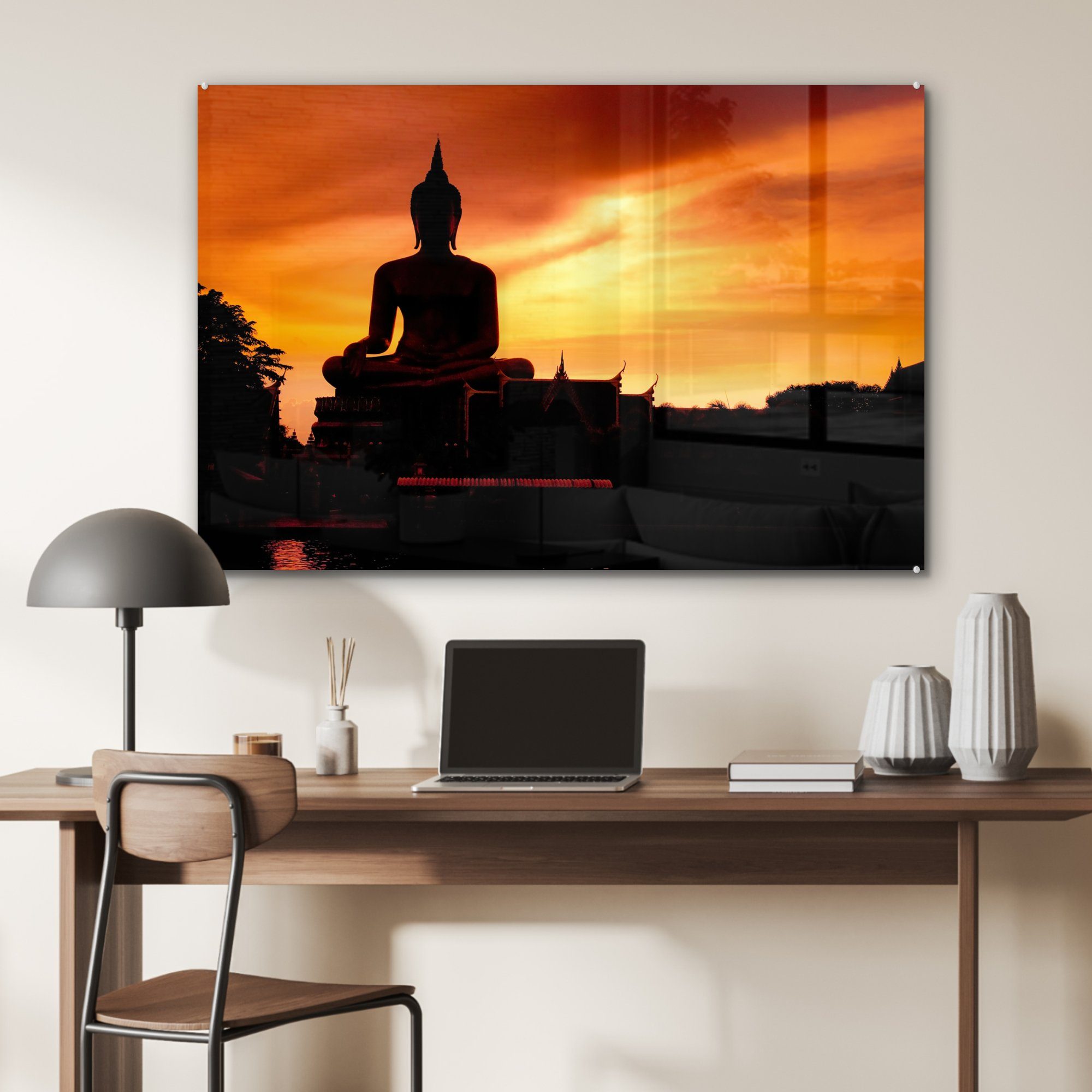 & Sonne, Buddha - Schatten St), Acrylglasbild - MuchoWow Wohnzimmer (1 Acrylglasbilder Schlafzimmer