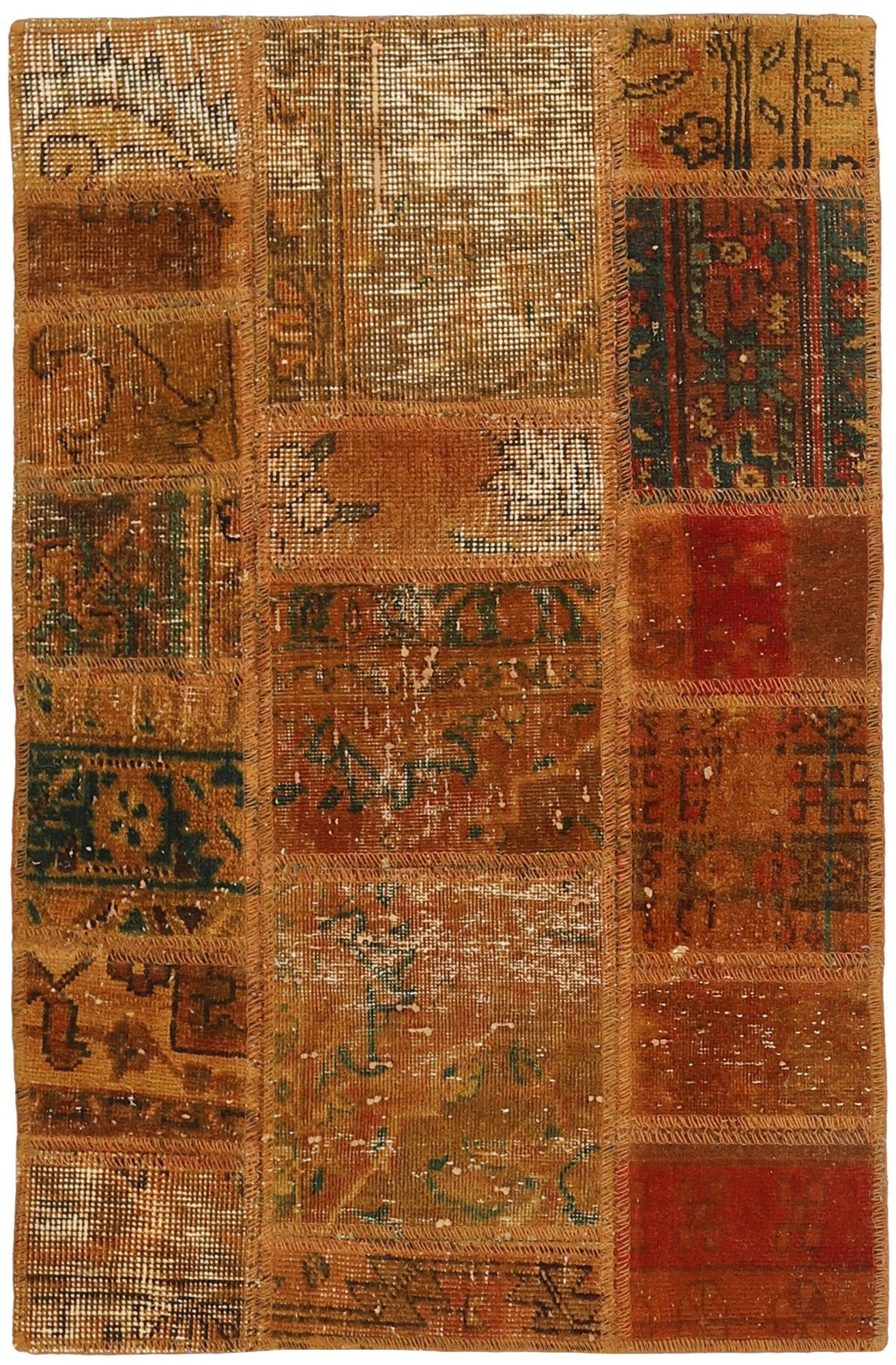 Wohnando Teppich MY-RUG Vintage Patch Work Floral & Ornamentiert 90x60cm, Rechteckig, Höhe: 10 mm, Handgeknüpfter Teppich,Handgesponnene Wolle, mit Naturfarben gegärbt