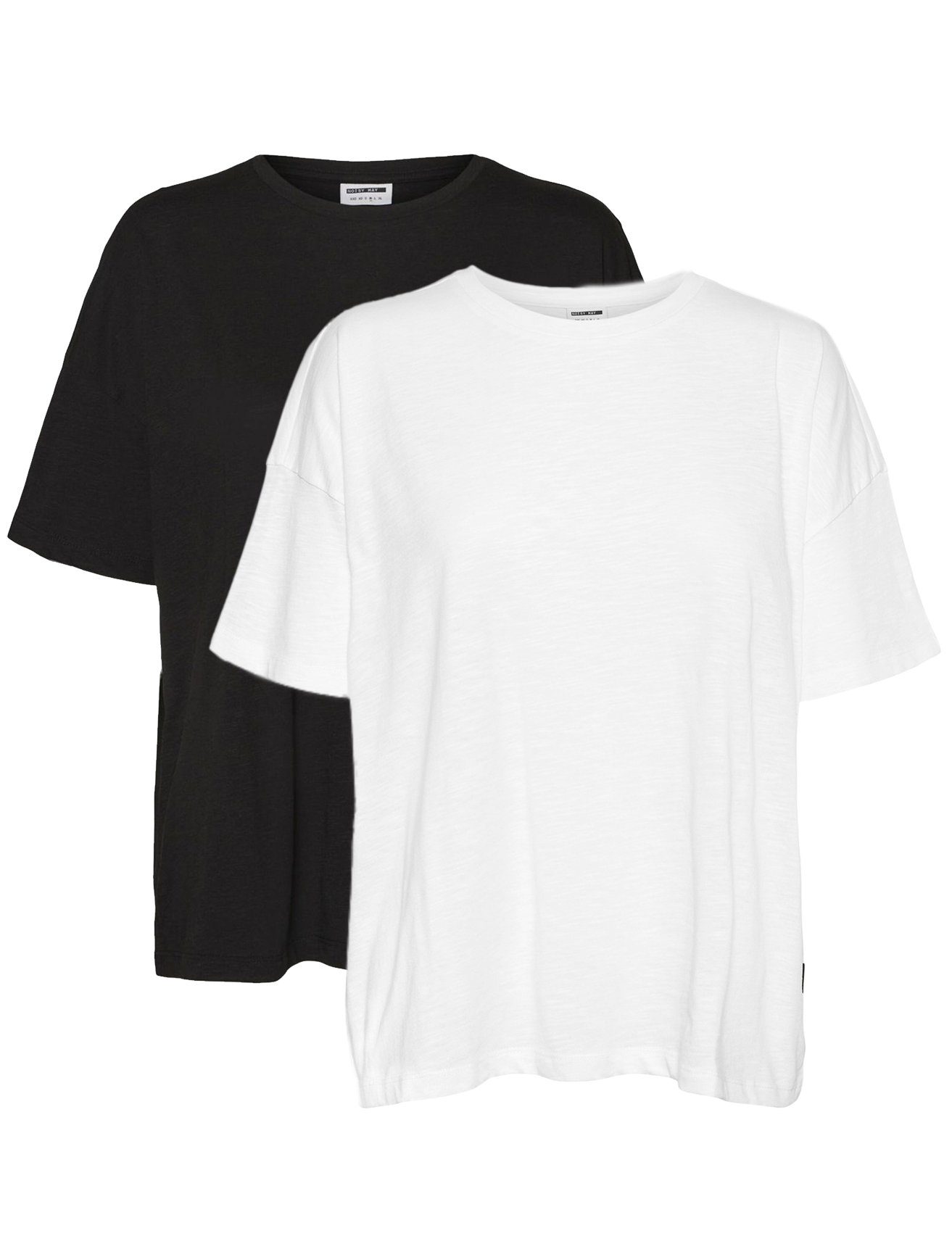 Schwarz-Weiß in T-Shirt may Pack Set Basic NMMATHILDE Noisy 2-er T-Shirt Oversized Stück 4182 (2-tlg)