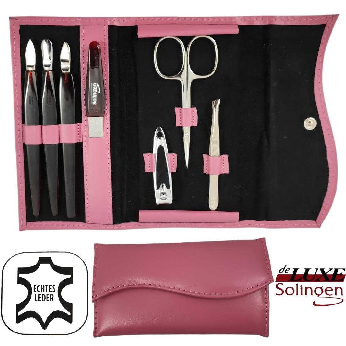 EloModa Maniküre-Etui Lederetui Nagelpflege Set Maniküre Etui 7-tlg Mit  Nagelschere Solingen, 7 tlg., Solingen