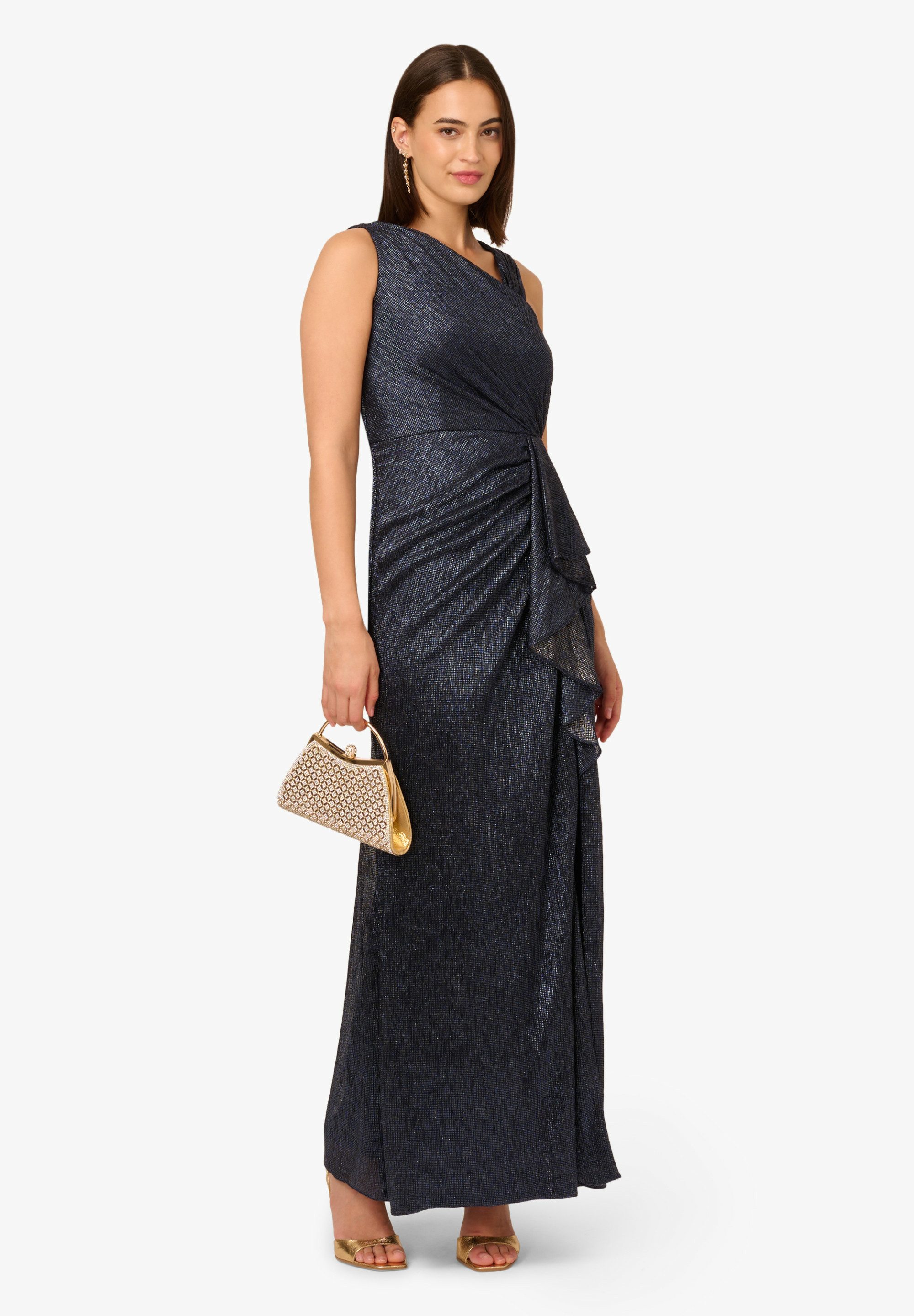 Adrianna Papell Abendkleid Metallic Foil Long Dress Tailliert, figurbetont, elegant