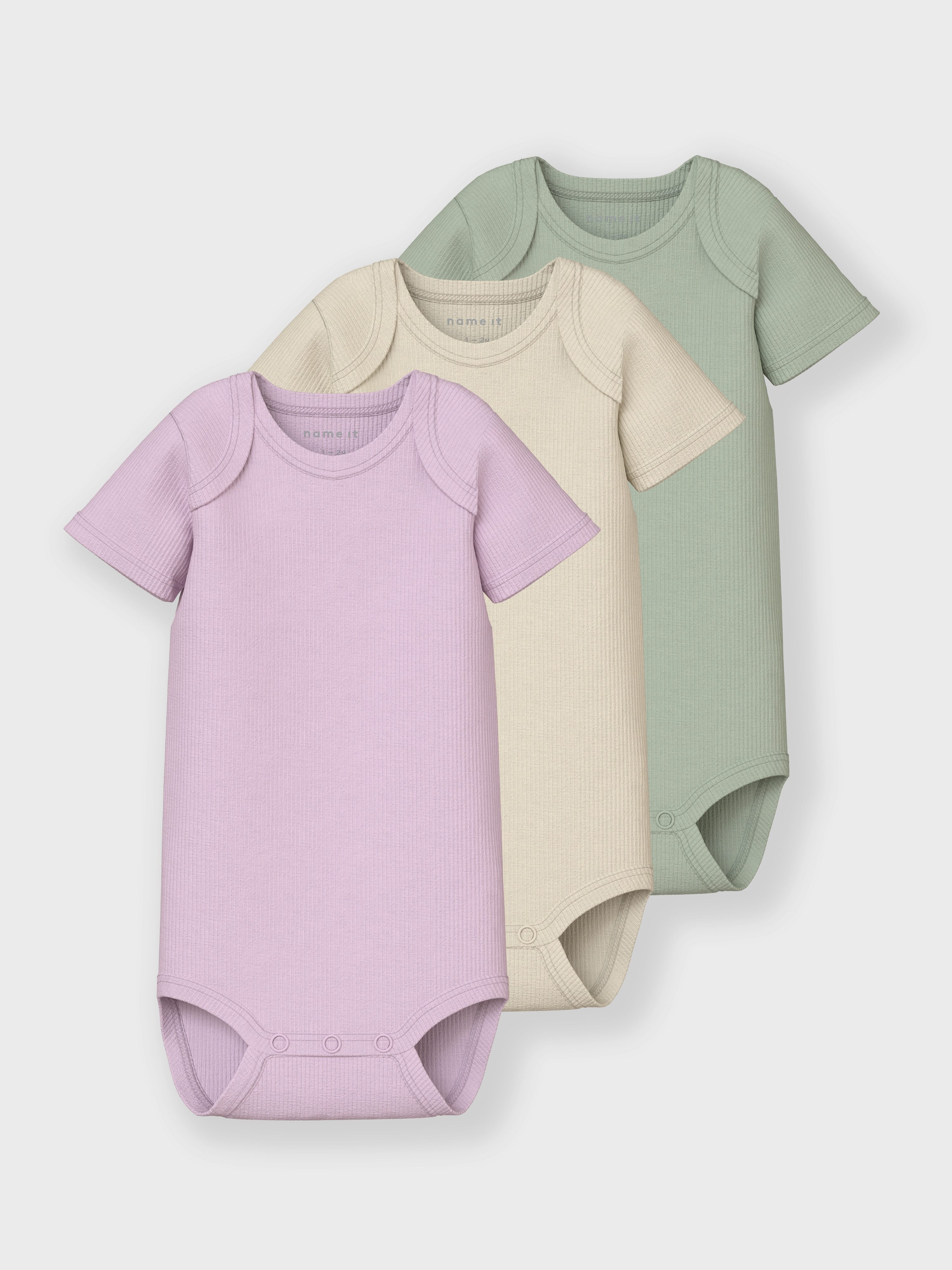 Name It Kurzarmbody NBNBODY 3P SS SOLID RIB NOOS (Packung, 3-tlg)