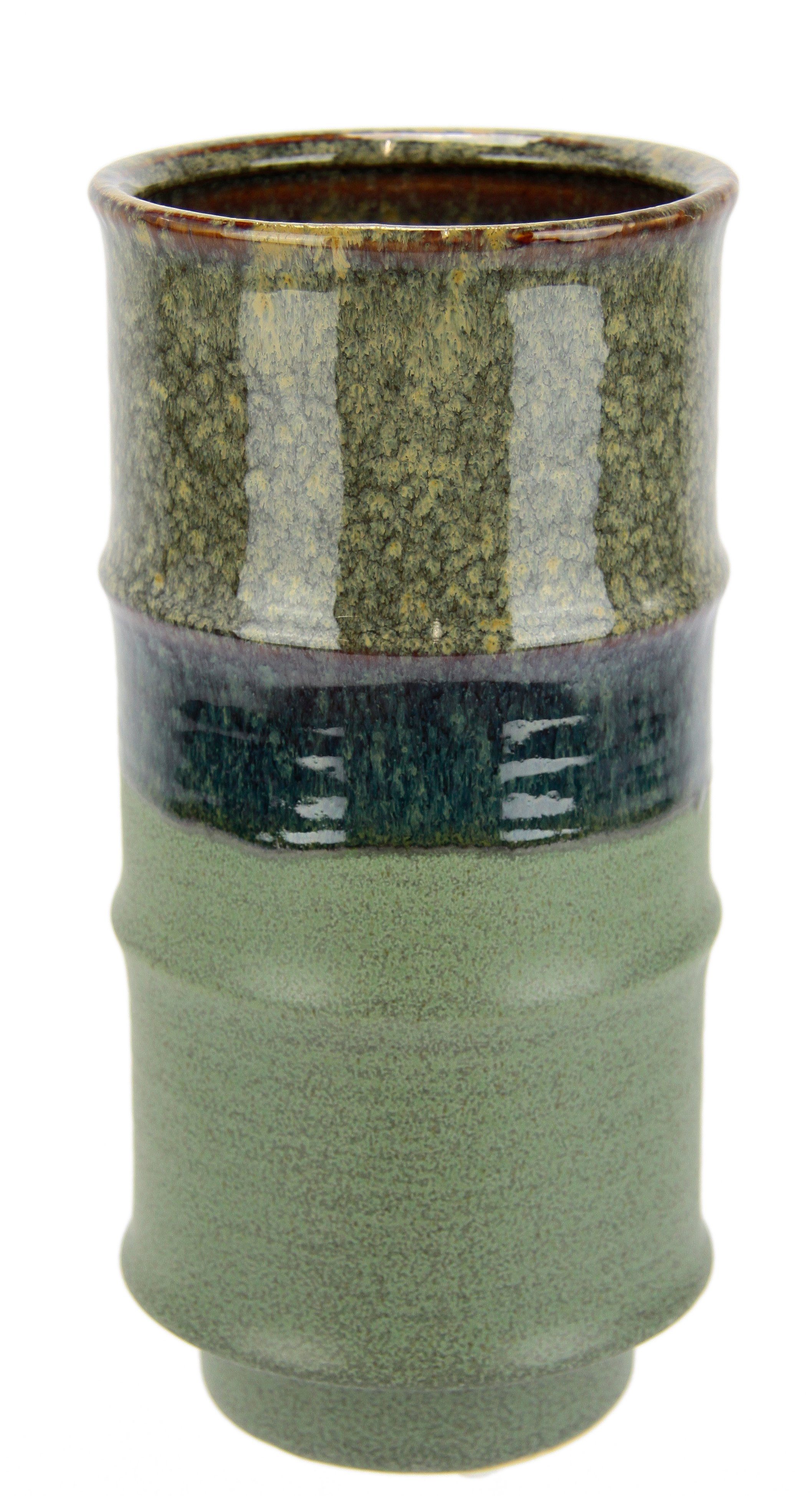 Dekovase Blumenvase aus Keramik, geriffelt, Zylinderform, matt glänzend