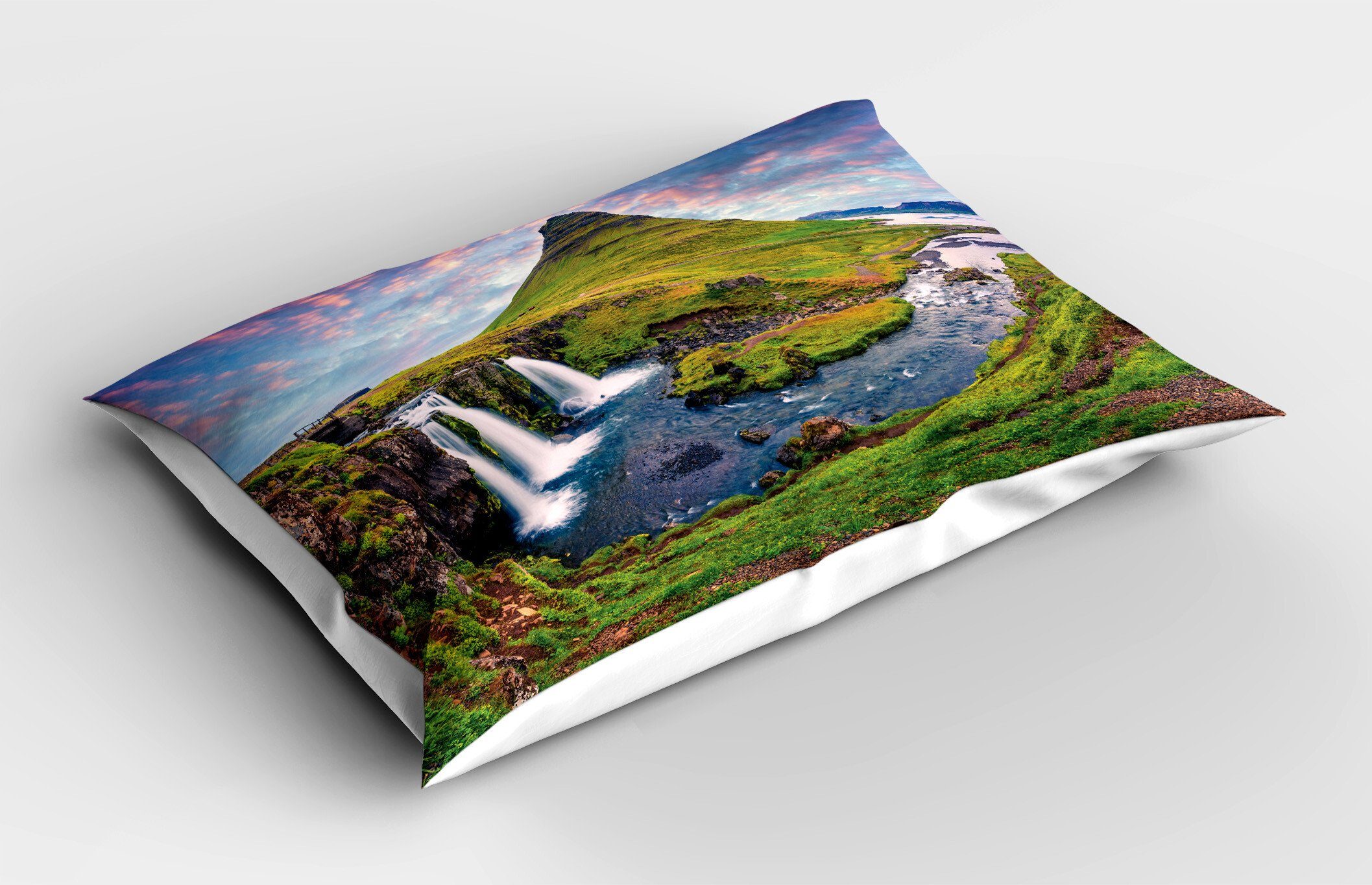 (1 auf Dekorativer Gedruckter Kirkjufellsfoss Sonnenuntergang Kopfkissenbezug, Abakuhaus Size Standard Island Stück), Kissenbezüge