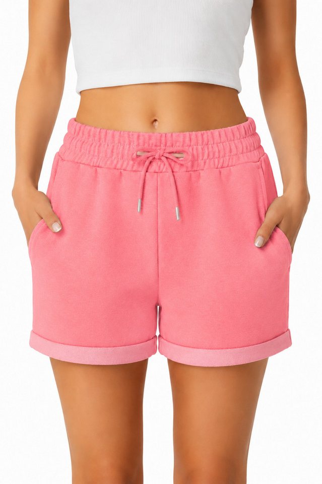 Smith & Solo Sweatshorts Kurze Hose Damen Shorts (1-tlg) Basic, Lycra, umschlagene Beinsaum