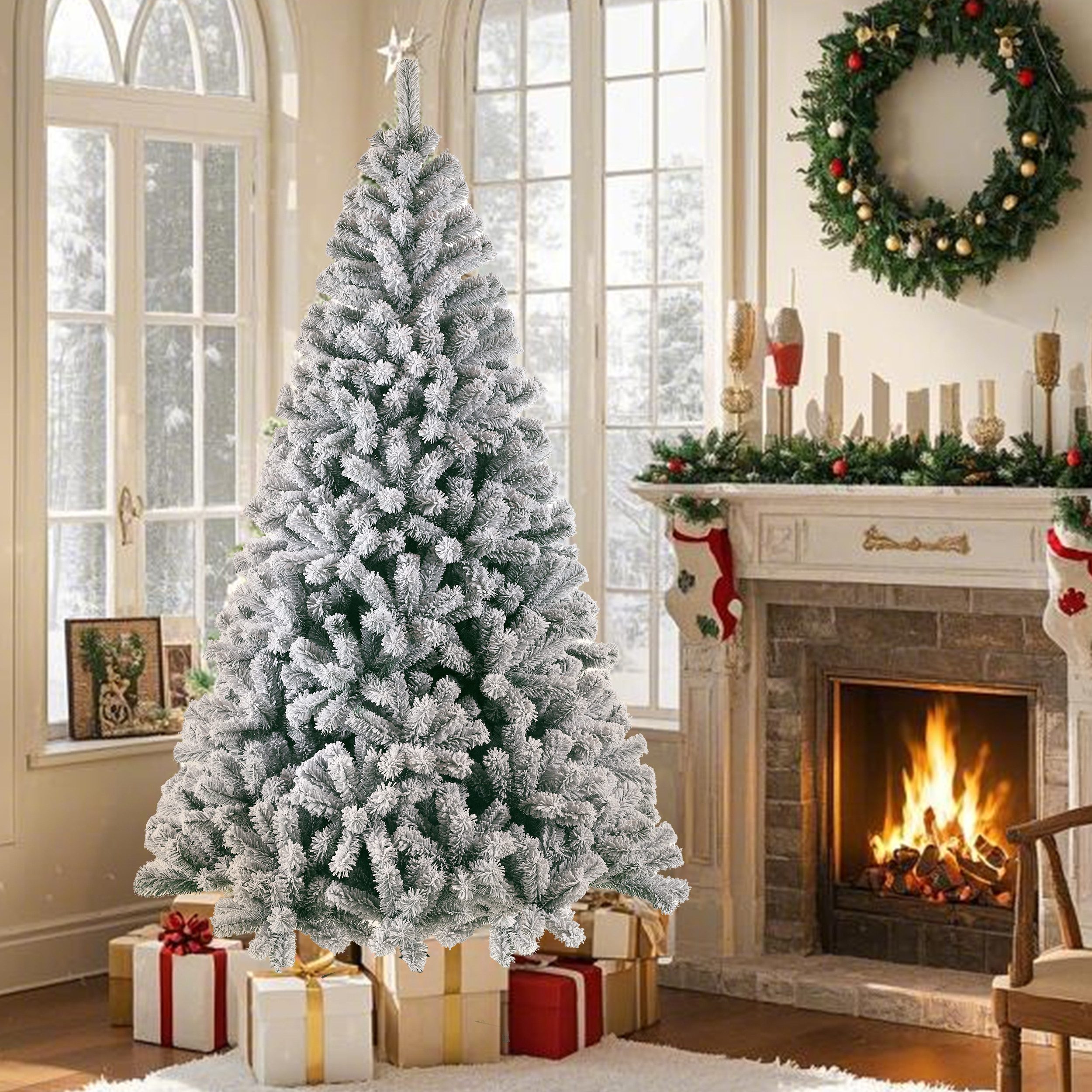 Odikalo Künstlicher Weihnachtsbaum Künstlich Tannenbaum Christbaum, Künstlicher Weihnachtsbaum Tannenbaum, Schneebaum mit 1006 Spitzen 46 Zweige, 180 cm, 100% PVC Weihnachtsbaum mit Metallständer, realistisch dicht
