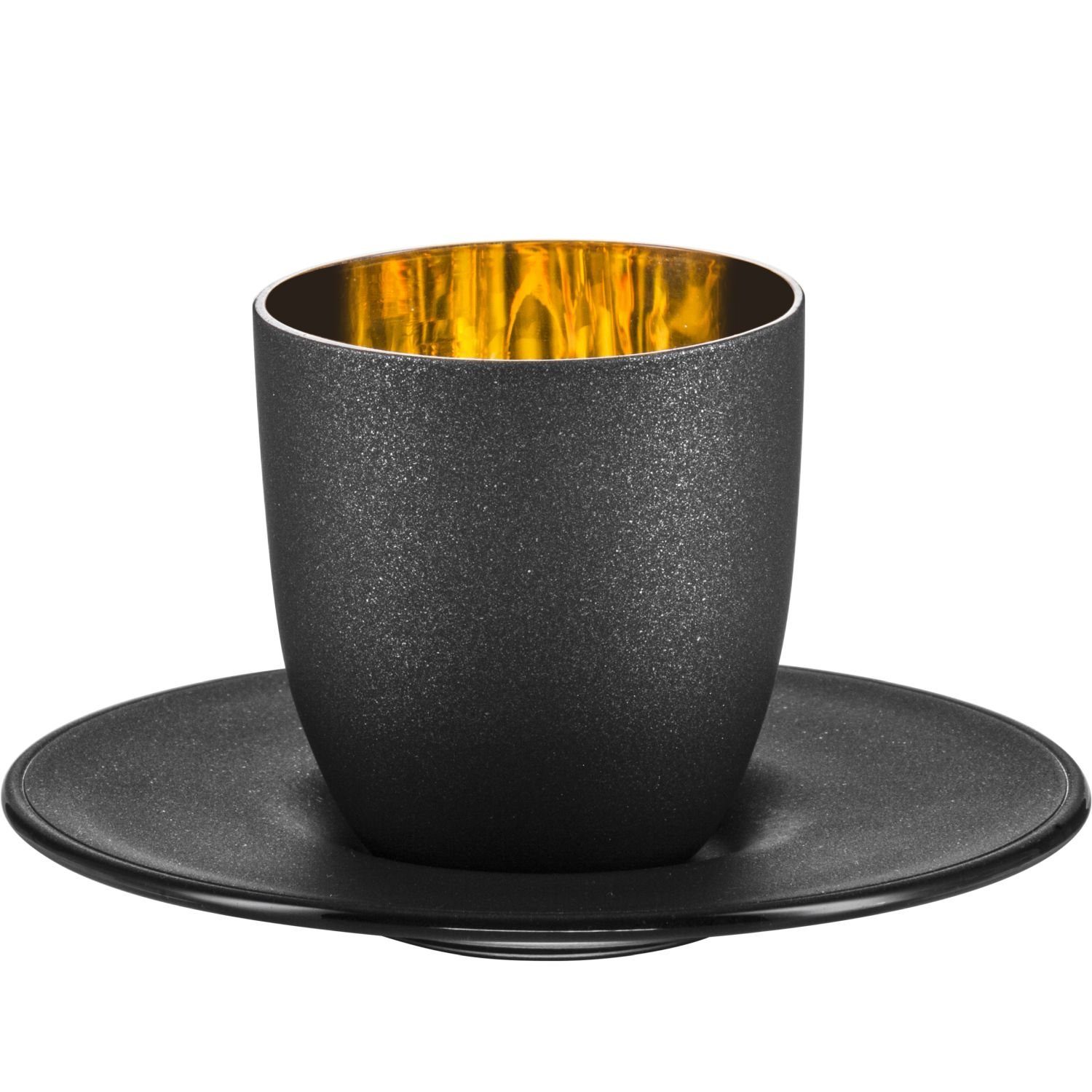 Eisch Germany Espressoglas Cosmo Gold in Geschenkröhre, Kristallglas, Mit Untertasse. € 59,90