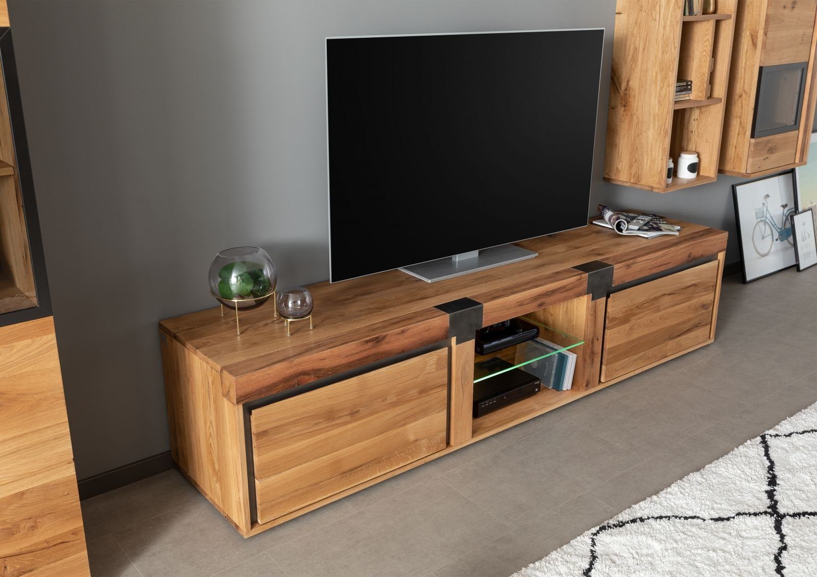 Massivmoebel24 TV-Board NEW AMSTERDAM (Massivholz), TV-Board Wildeiche / Ze günstig online kaufen