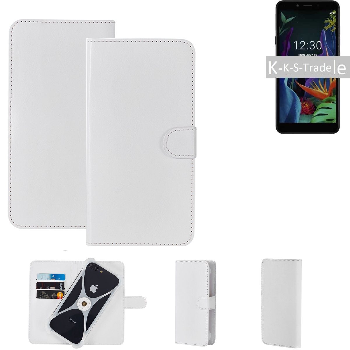 K-S-Trade Handyhülle für OnePlus 7 Pro, Handy Hülle Schutz Hülle Cover Case Bookstyle Bumper weiß 1x