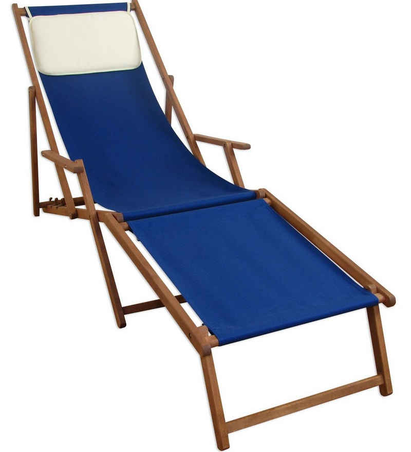 ERST-HOLZ Gartenliege Liegestuhl blau Fußteil Kissen Gartenliege Sonnenliege Relaxliege