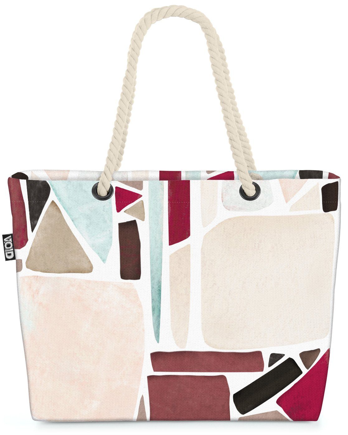 VOID Strandtasche (1-tlg), Mosaik Muster Beach Bag Fliesen Steine Farben Kunst Abstrakt Küche Kochen