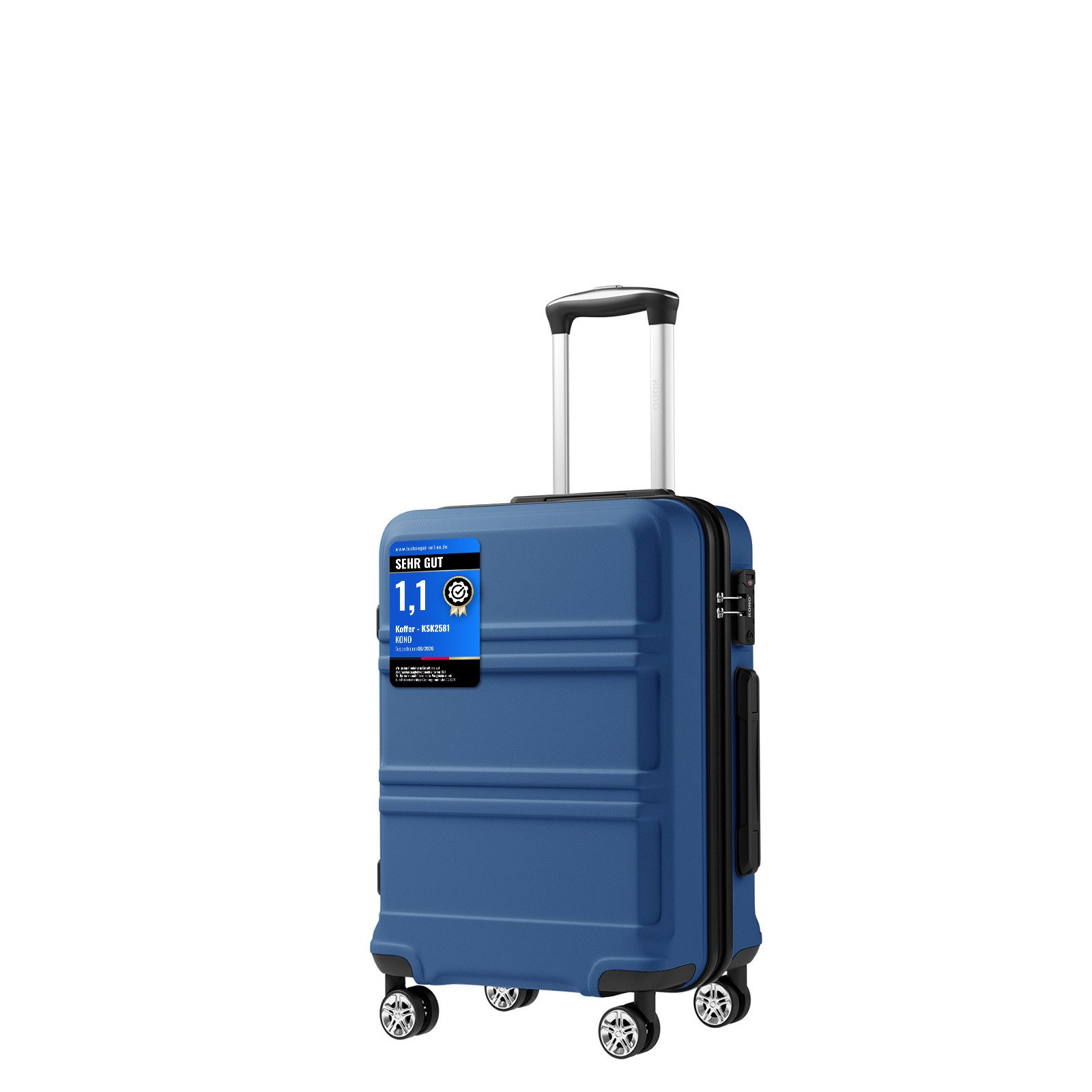 KONO Hartschalen-Trolley mit TSA-Schloss - Reisekoffer und Rollkoffer in einem