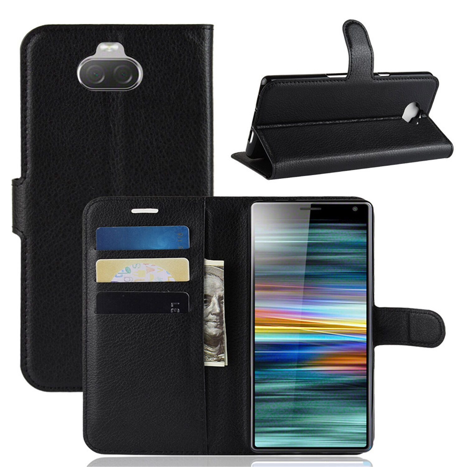 betterfon Handyhülle Handytasche für Sony Xperia Klapphülle Flip Case, 3 Kartenfächer, Magnetverschluss & Standfunktion im Lederlook