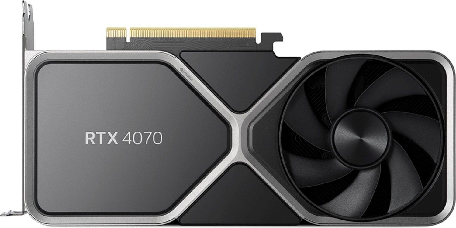 Nvidia GeForce RTX 4070 Founders Edition Grafikkarte (12GB GDDR6X, 192bit, 21Gbps, 1313MHz, 504GB/​s)