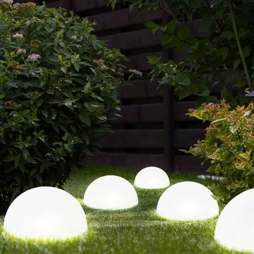 etc-shop LED Gartenleuchte, LED-Leuchtmittel fest verbaut, Warmweiß, 10er Set LED Solar Steck Lampen Terrassen Halb Kugel Garten Erspieß