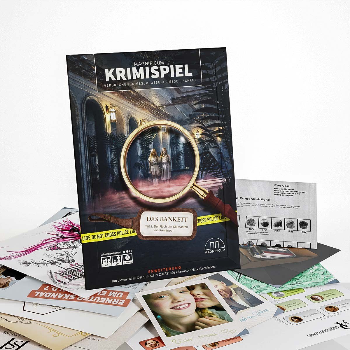 MAGNIFICUM Spiel Detektivspiel / Krimispiel für Erwachsene, Das Bankett - Teil 2 - Der Fluch des Diamanten von Ramanpur, Made in Germany