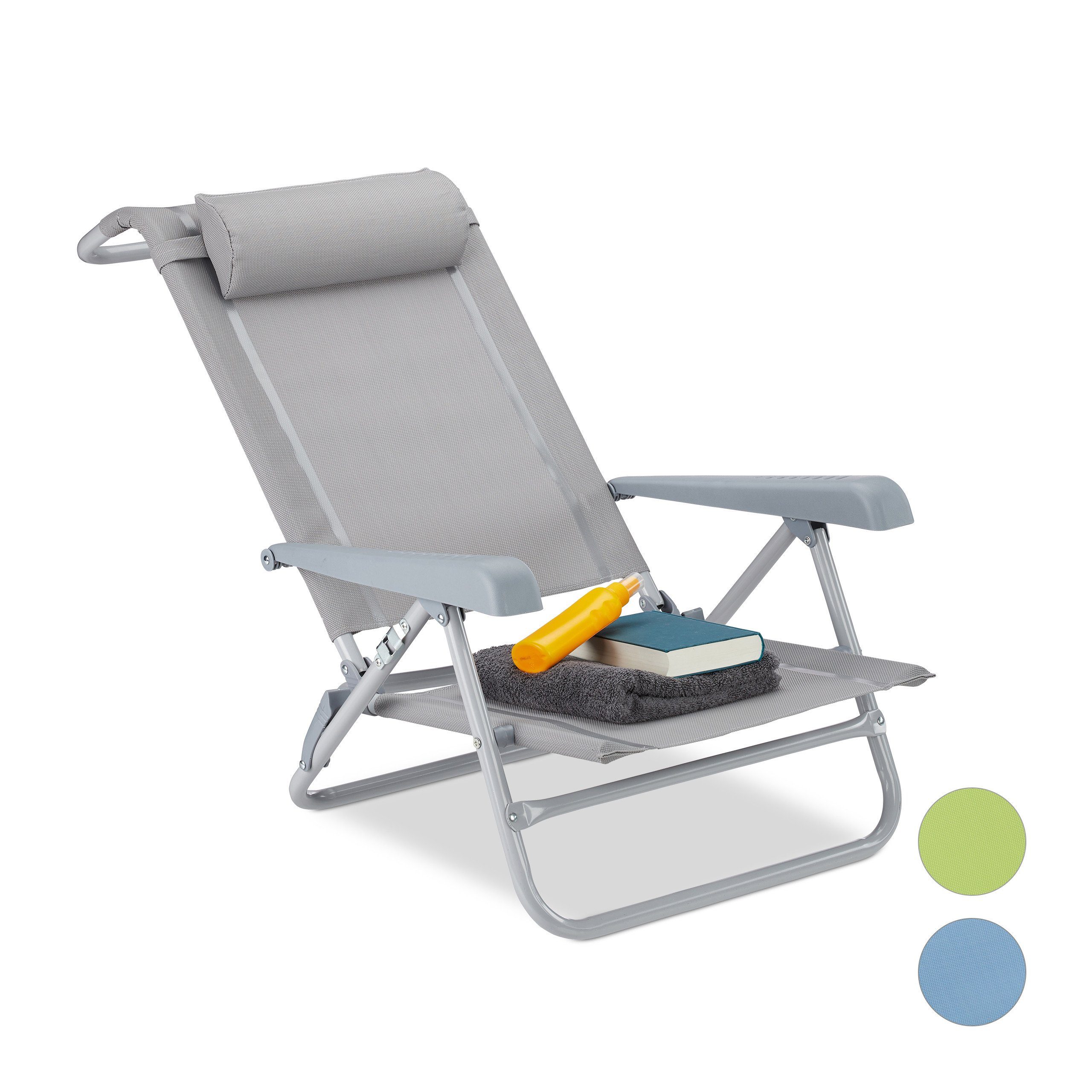 relaxdays Gartenstuhl Klappbarer Liegestuhl mit Nackenkissen, günstig online kaufen
