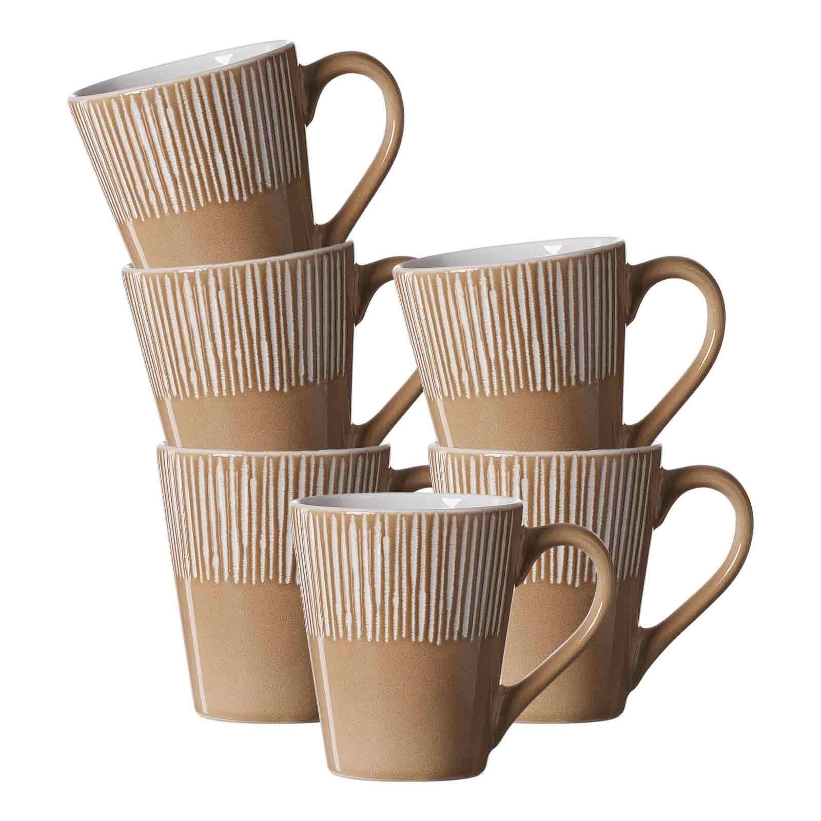 Ritzenhoff & Breker Becher Banda Henkelbecher 315 ml 6er Set, 6-tlg., Steingut