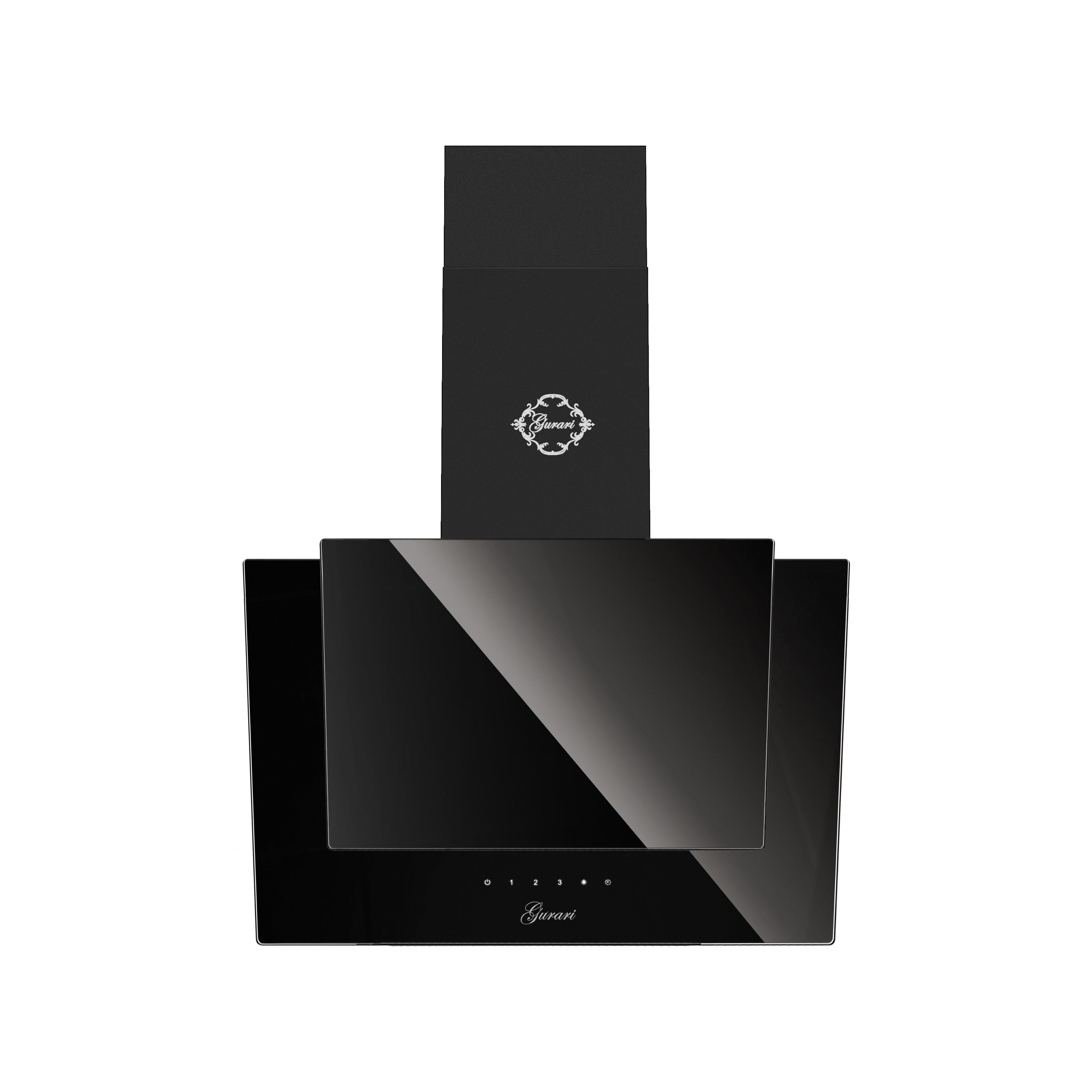 GURARI Kopffreihaube CH 6065E / CH 6065E, Dunstabzugshaube 60 cm, Wandhaube, Schwarz Glas, 1000m³/h