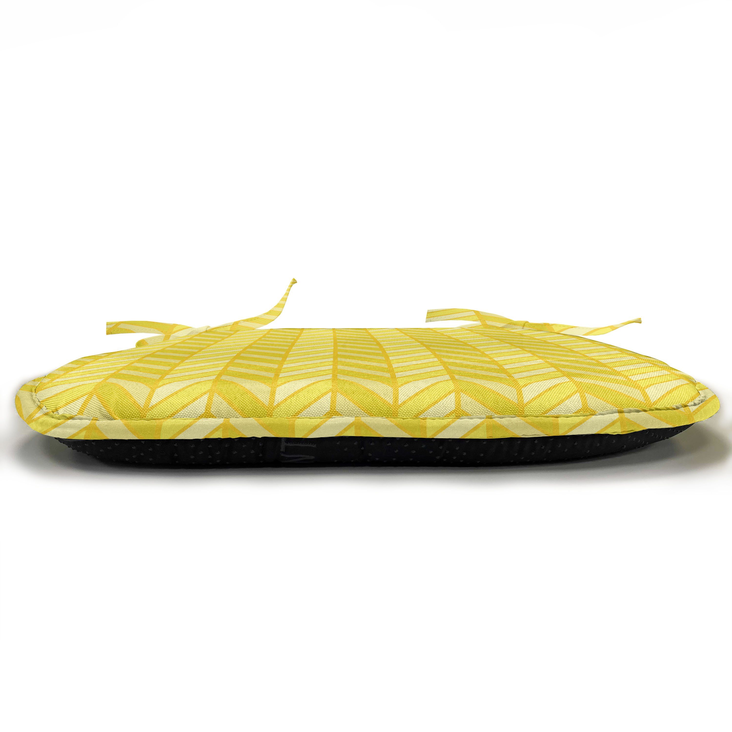 Yellow mit für Stuhlkissen Vertikal Retro wasserfestes Abakuhaus Dekoratives Chevron Küchensitze, Kissen Riemen
