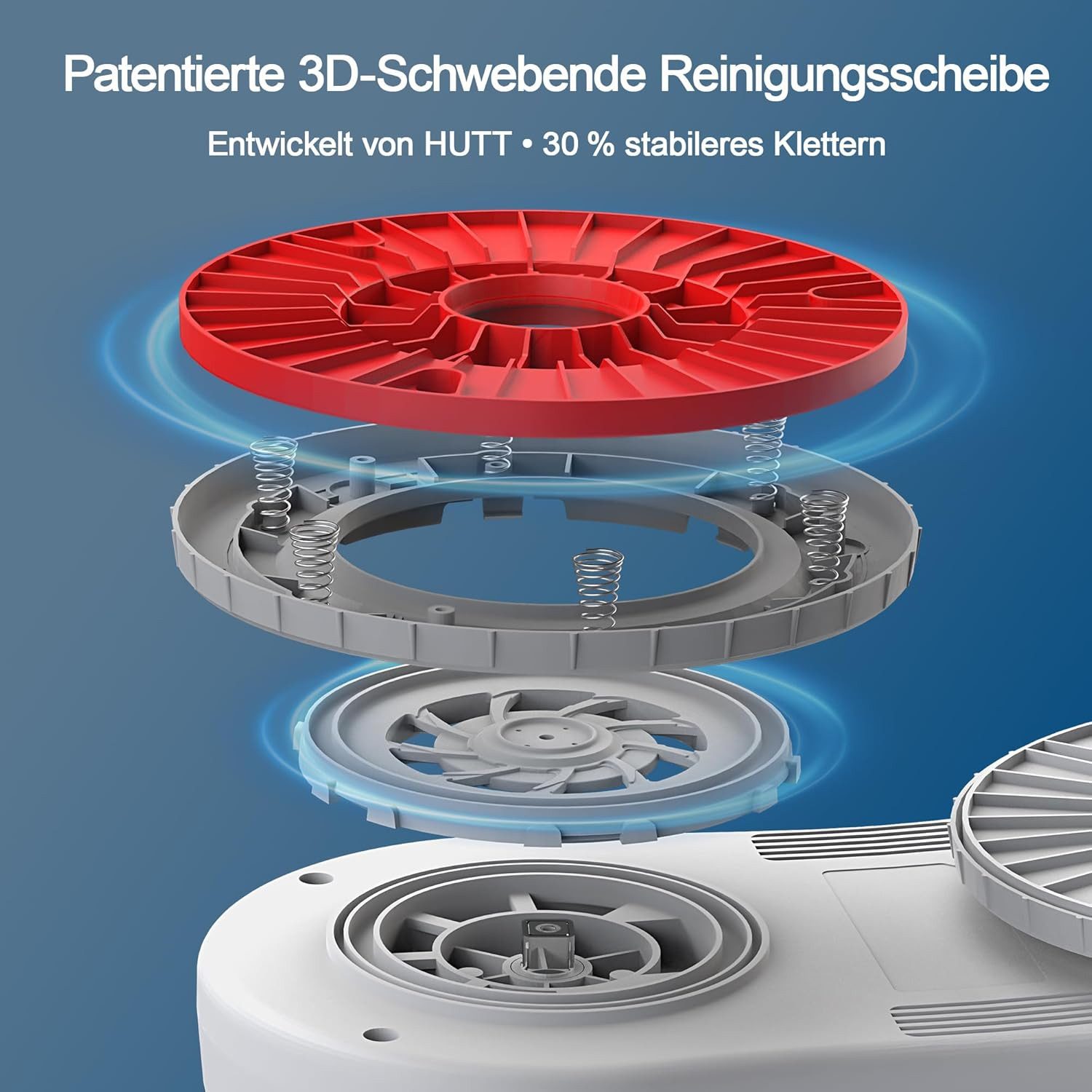 HUTT Fensterputzroboter S55 Fensterputzroboter mit 80ml Wassertank, 6500Pa Saugkraft, (1-St) mit 80ml Wassertank und Sprühfunktion
