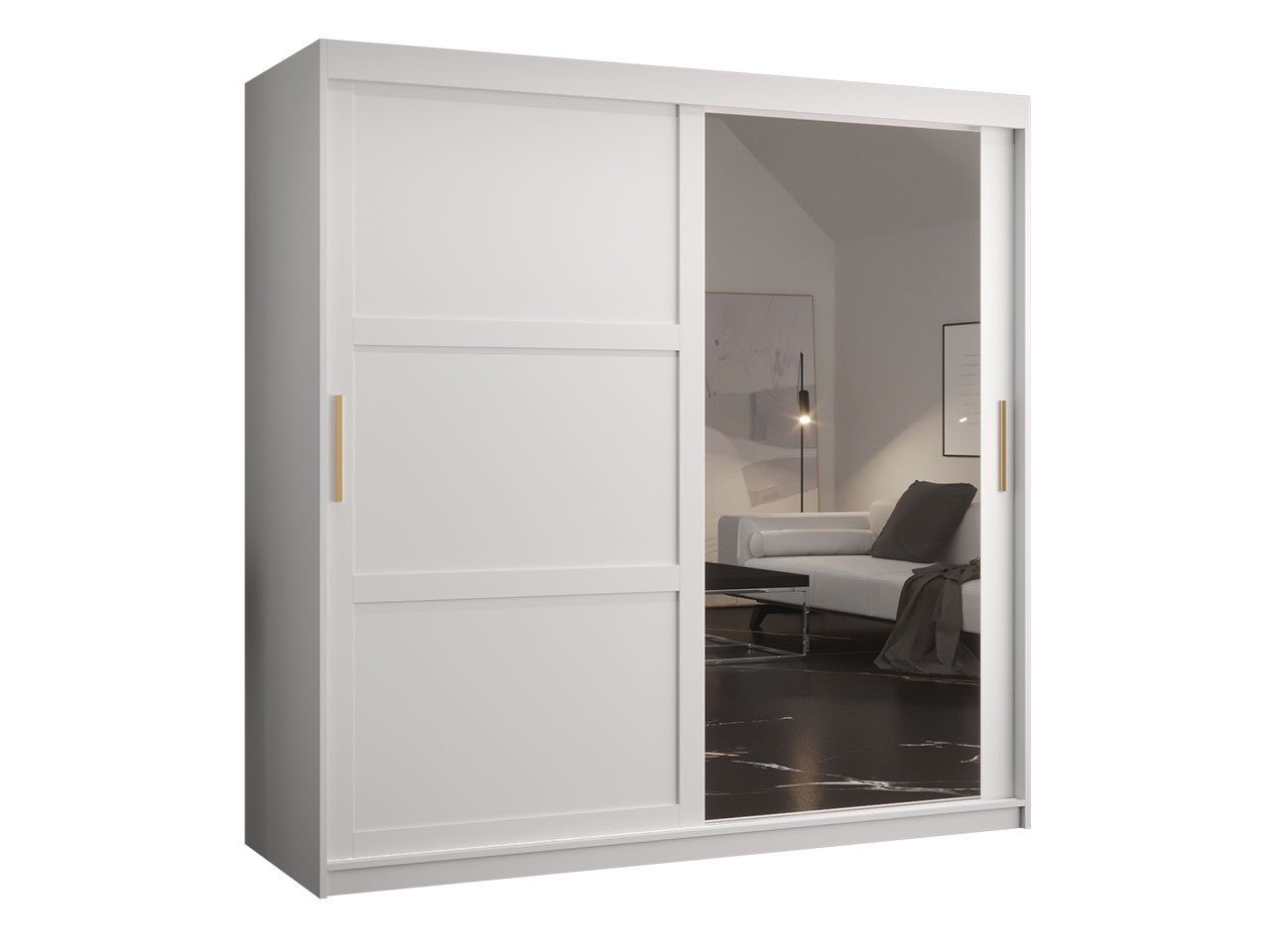MIRJAN24 Kleiderschrank Riflo Ramiro (mit 2 oder 3 Schiebetüren) 100/180/250 cm, zwei Kleiderstangen