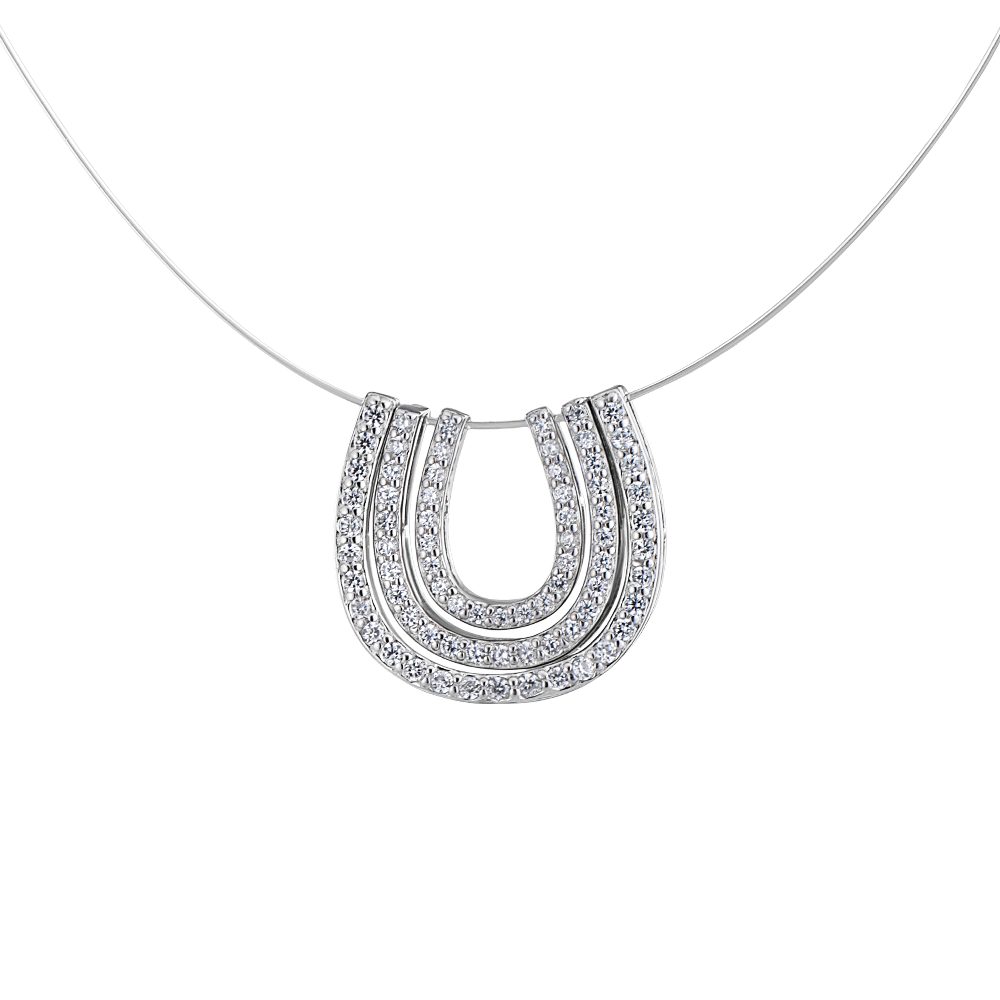 Secretforyou Charm-Kette Halskette Kunststoffkette Silber Zirkonia Stein Länge 40 cm, 925 Sterling Silber