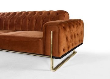 JVmoebel 3-Sitzer Chesterfield Sofa 3 - sitzer Braun Cognac Sofas Polster Textil Couchen, 1 Teile, Made in Europa
