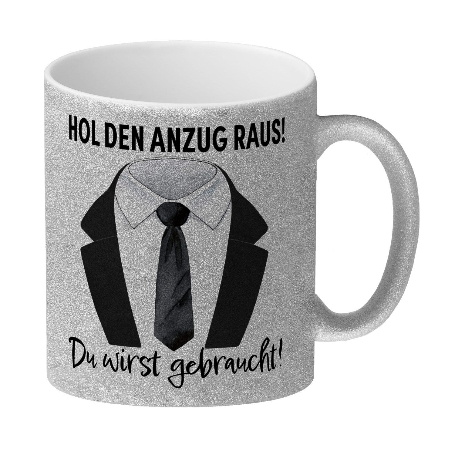 speecheese Tasse Trauzeuge Glitzer Kaffeebecher mit Spruch Hol den