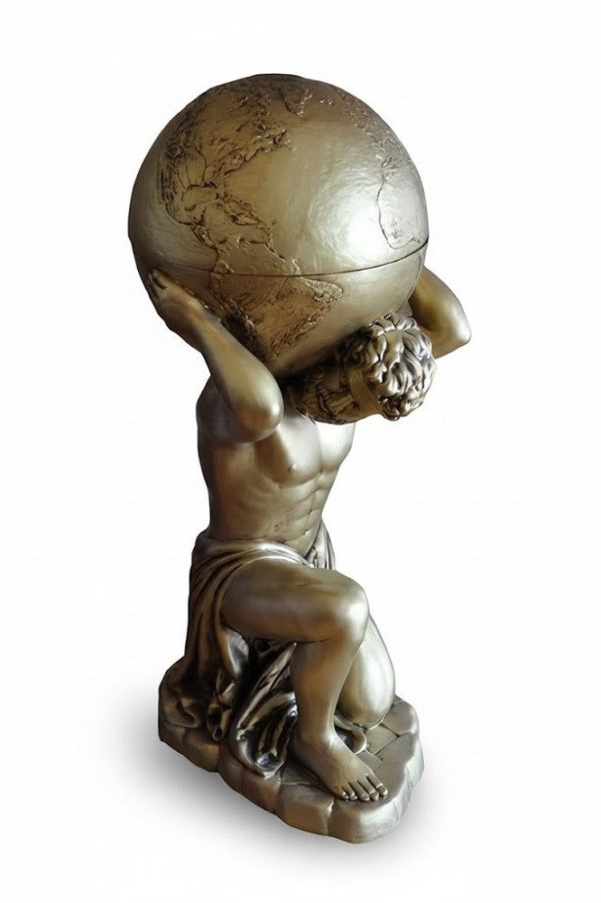 JVmoebel Skulptur Antik Stil Klassischer Globus Atlas Minibar Wein Regal Statue Sofort, Made in Europa