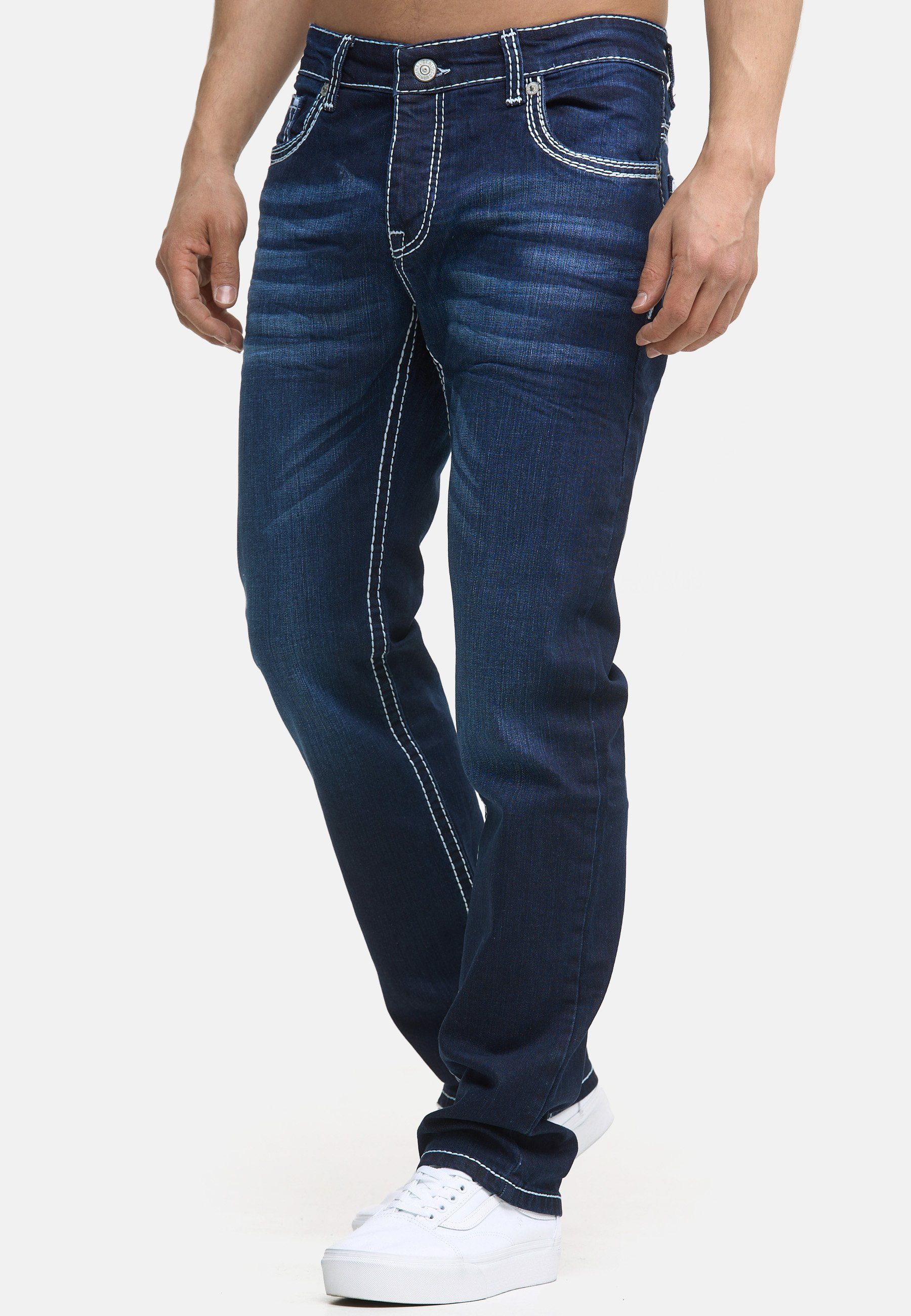 Code47 Regular-fit-Jeans Code47 Hose Five Pocket Bootcut Männer Herren Jeans Regular Fit Denim